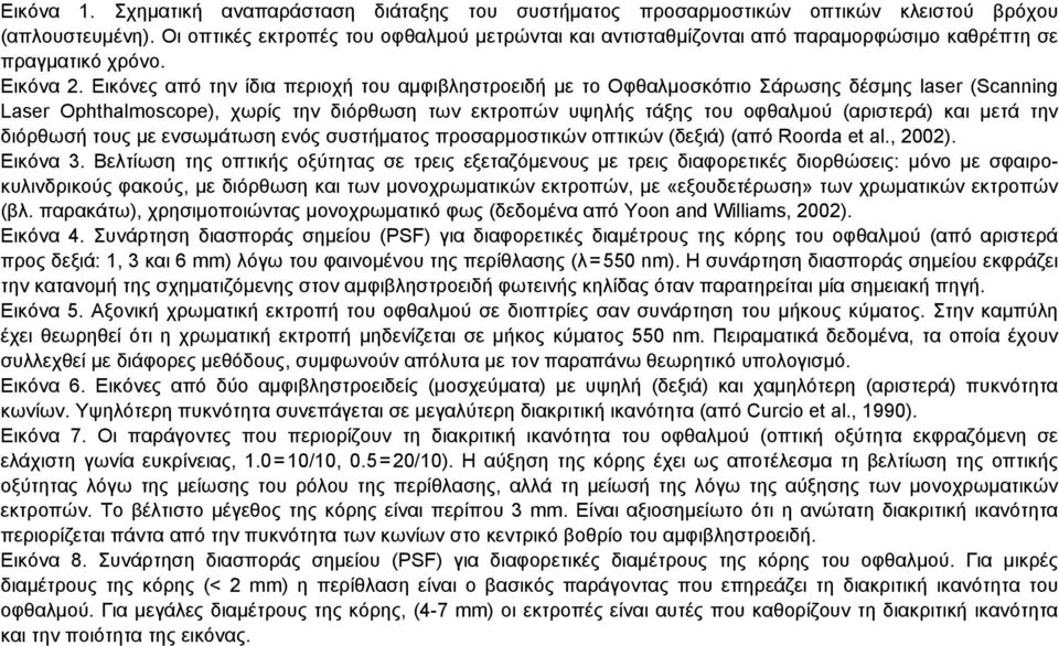 Εικόνες από την ίδια περιοχή του αµφιβληστροειδή µε το Oφθαλµοσκόπιο Σάρωσης δέσµης laser (Scanning Laser Ophthalmoscope), χωρίς την διόρθωση των εκτροπών υψηλής τάξης του οφθαλµού (αριστερά) και