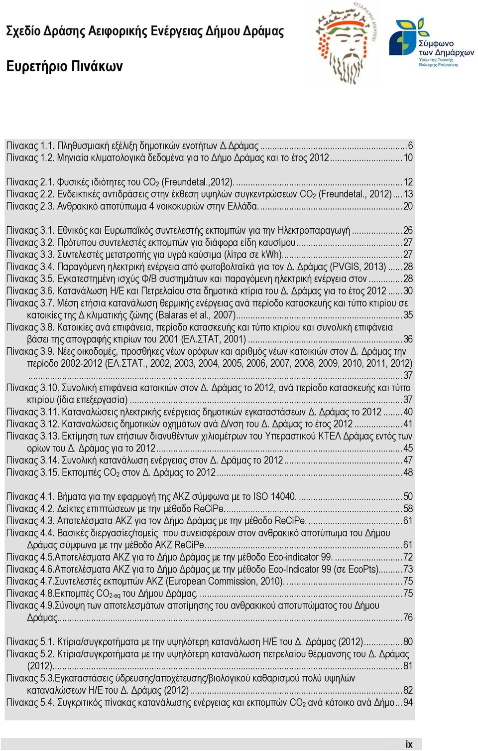 , 2012)... 13 Πίνακας 2.3. Ανθρακικό αποτύπωμα 4 νοικοκυριών στην Ελλάδα.... 20 Πίνακας 3.1. Εθνικός και Ευρωπαϊκός συντελεστής εκπομπών για την Ηλεκτροπαραγωγή... 26 Πίνακας 3.2. Πρότυπου συντελεστές εκπομπών για διάφορα είδη καυσίμου.