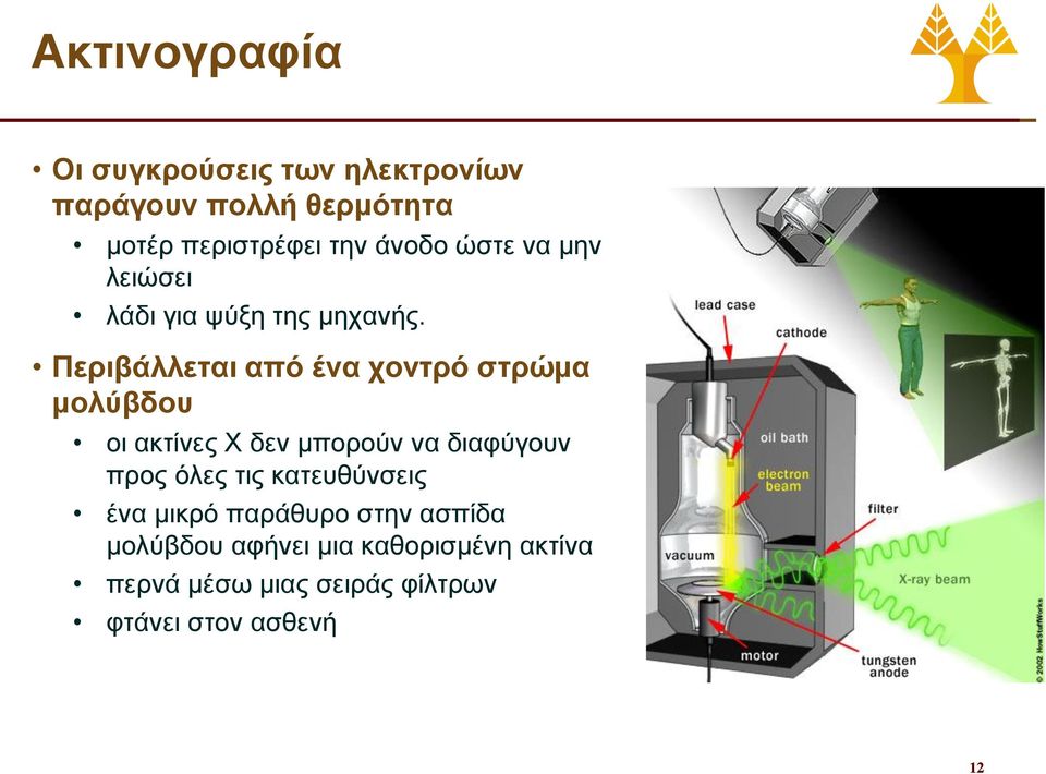 Περιβάλλεται από ένα χοντρό στρώμα μολύβδου οι ακτίνες X δεν μπορούν να διαφύγουν προς όλες