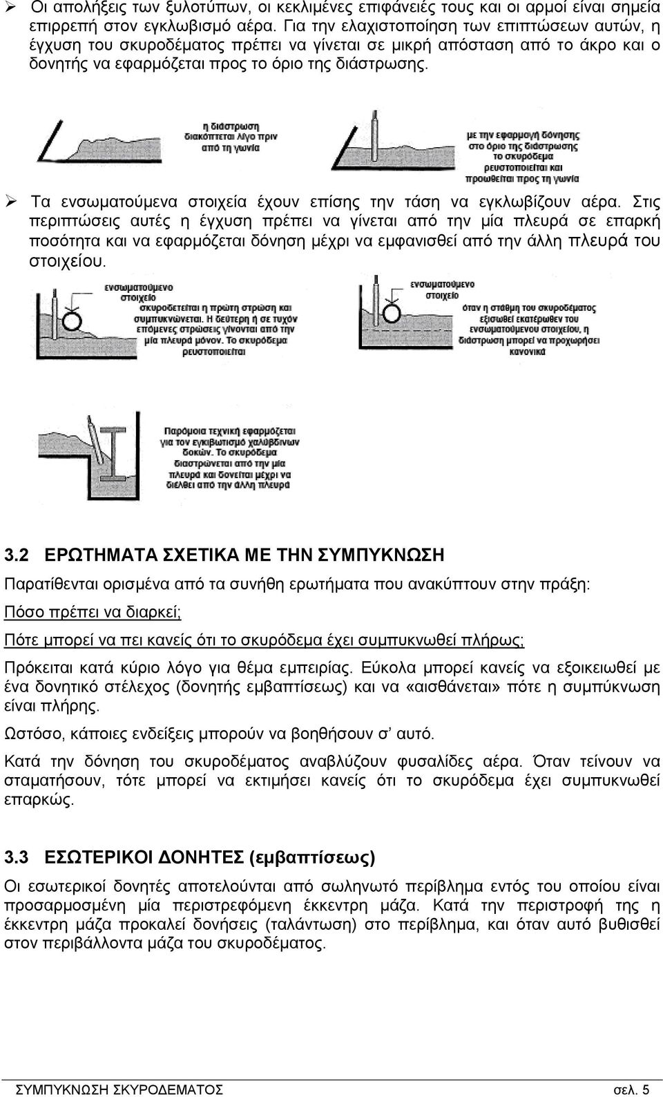 Τα ενσωματούμενα στοιχεία έχουν επίσης την τάση να εγκλωβίζουν αέρα.