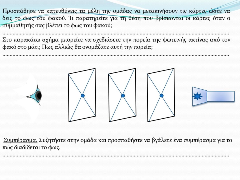 Στο παρακάτω σχήμα μπορείτε να σχεδιάσετε την πορεία της φωτεινής ακτίνας από τον φακό στο μάτι; Πως αλλιώς θα