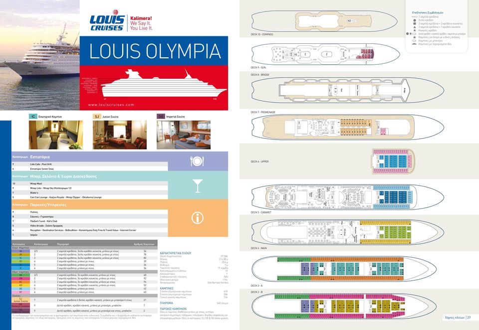 9 - SUN DECK 8 - BRIDGE KATAΣΤΡΩΜΑ 10 - COMPASS KATAΣΤΡΩΜΑ 9 - SUN KATAΣΤΡΩΜΑ 8 - BRIDGE KATAΣΤΡΩΜΑ 7 - PROMENADE KATAΣΤΡΩΜΑ 6 - UPPER KATAΣΤΡΩΜΑ 5 - CABARET KATAΣΤΡΩΜΑ 4 - MAIN KATAΣΤΡΩΜΑ 3 - A