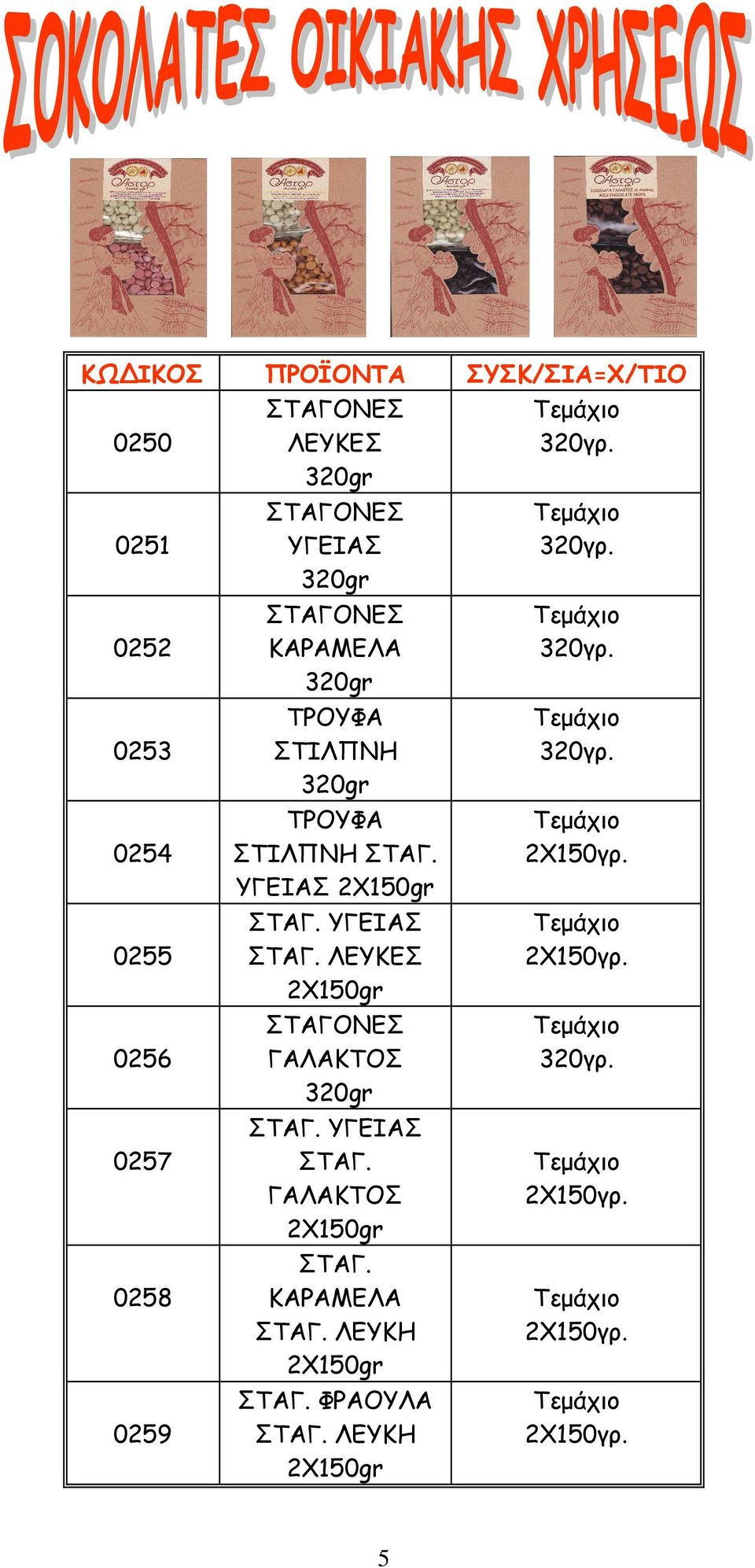 ΥΓΕΙΑΣ ΣΤΑΓ. 2Χ150gr ΣΤΑΓ. ΣΤΑΓ. ΛΕΥΚΗ 2Χ150gr ΣΤΑΓ. ΦΡΑΟΥΛΑ ΣΤΑΓ. ΛΕΥΚΗ 2Χ150gr Τεµάχιο 320γρ. Τεµάχιο 320γρ. Τεµάχιο 320γρ. Τεµάχιο 320γρ. Τεµάχιο 2Χ150γρ.