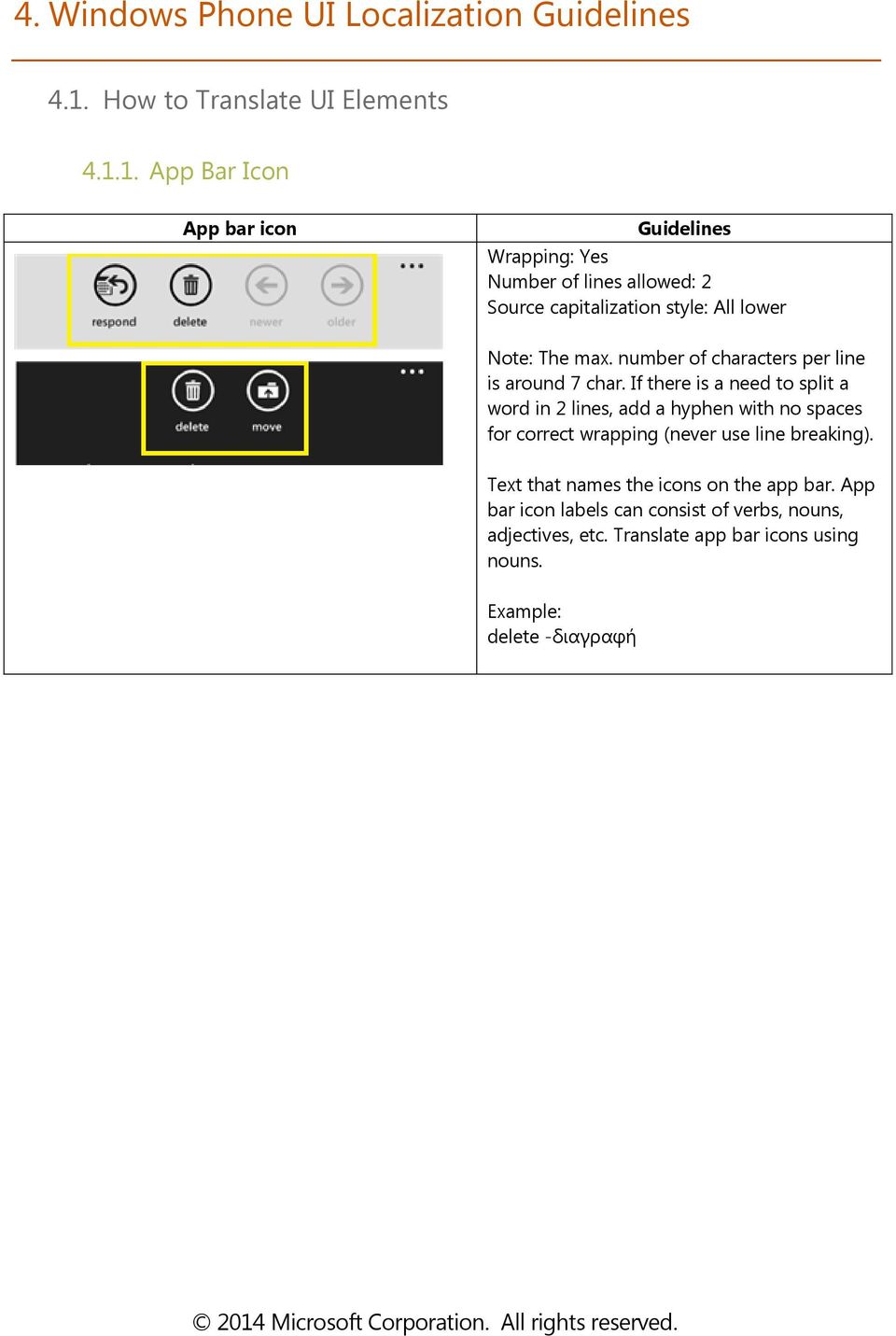 1. App Bar Icon App bar icon Wrapping: Yes Number of lines allowed: 2 Source capitalization style: All lower Note: The max.