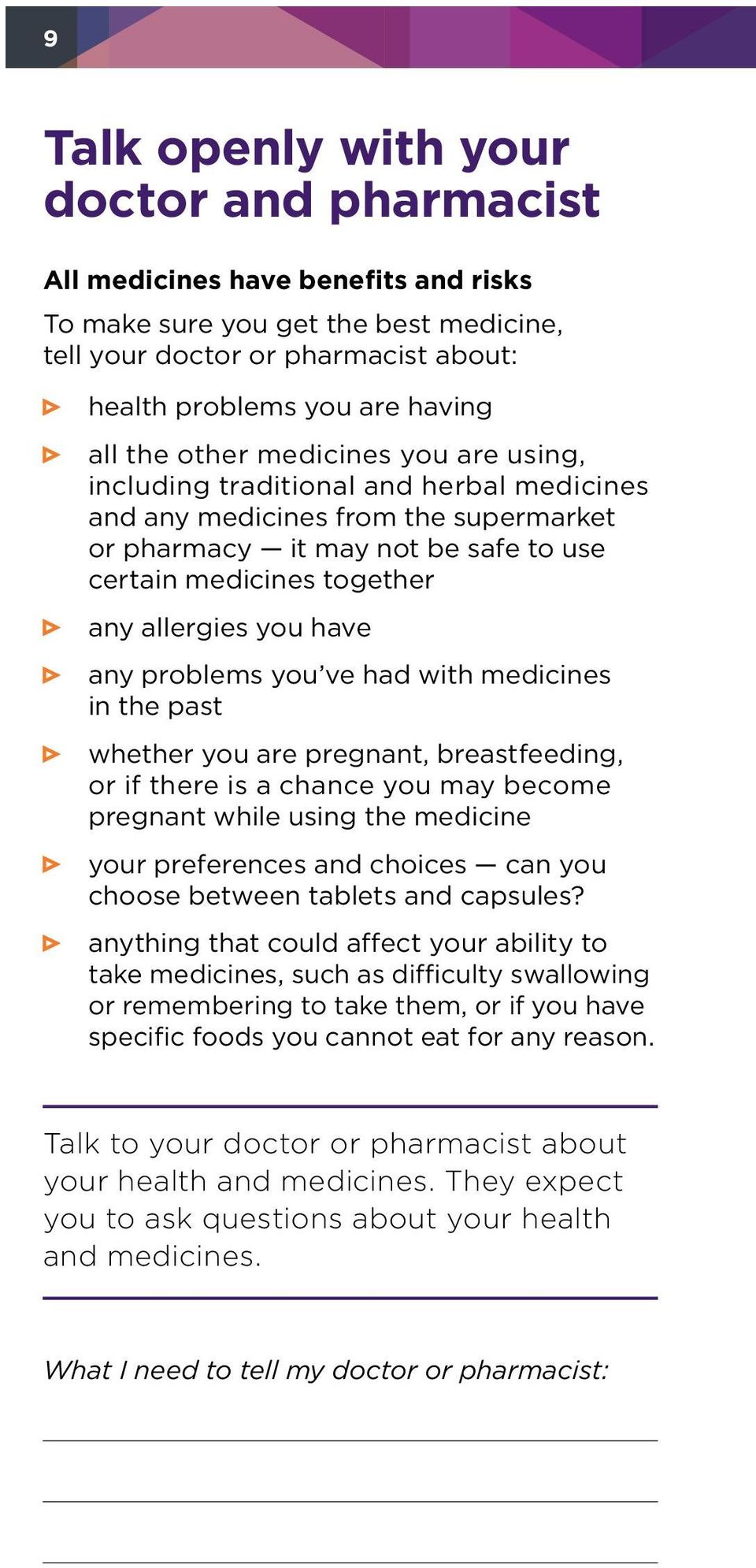 have any problems you ve had with medicines in the past whether you are pregnant, breastfeeding, or if there is a chance you may become pregnant while using the medicine your preferences and choices