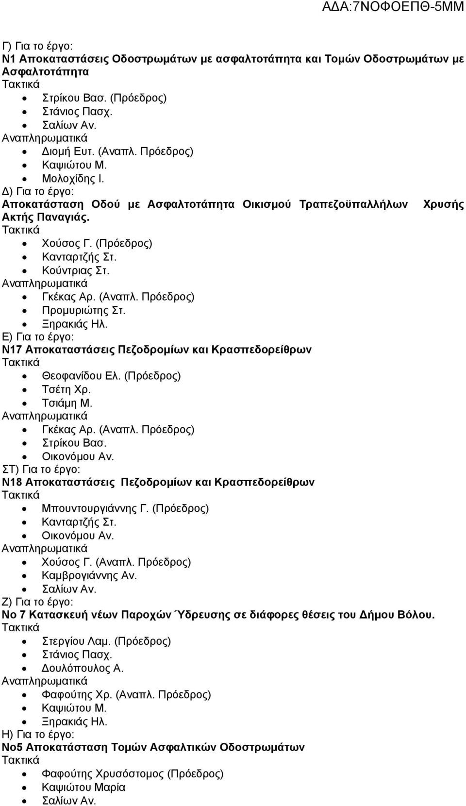 Ε) Για το έργο: Ν17 Αποκαταστάσεις Πεζοδρομίων και Κρασπεδορείθρων Θεοφανίδου Ελ.