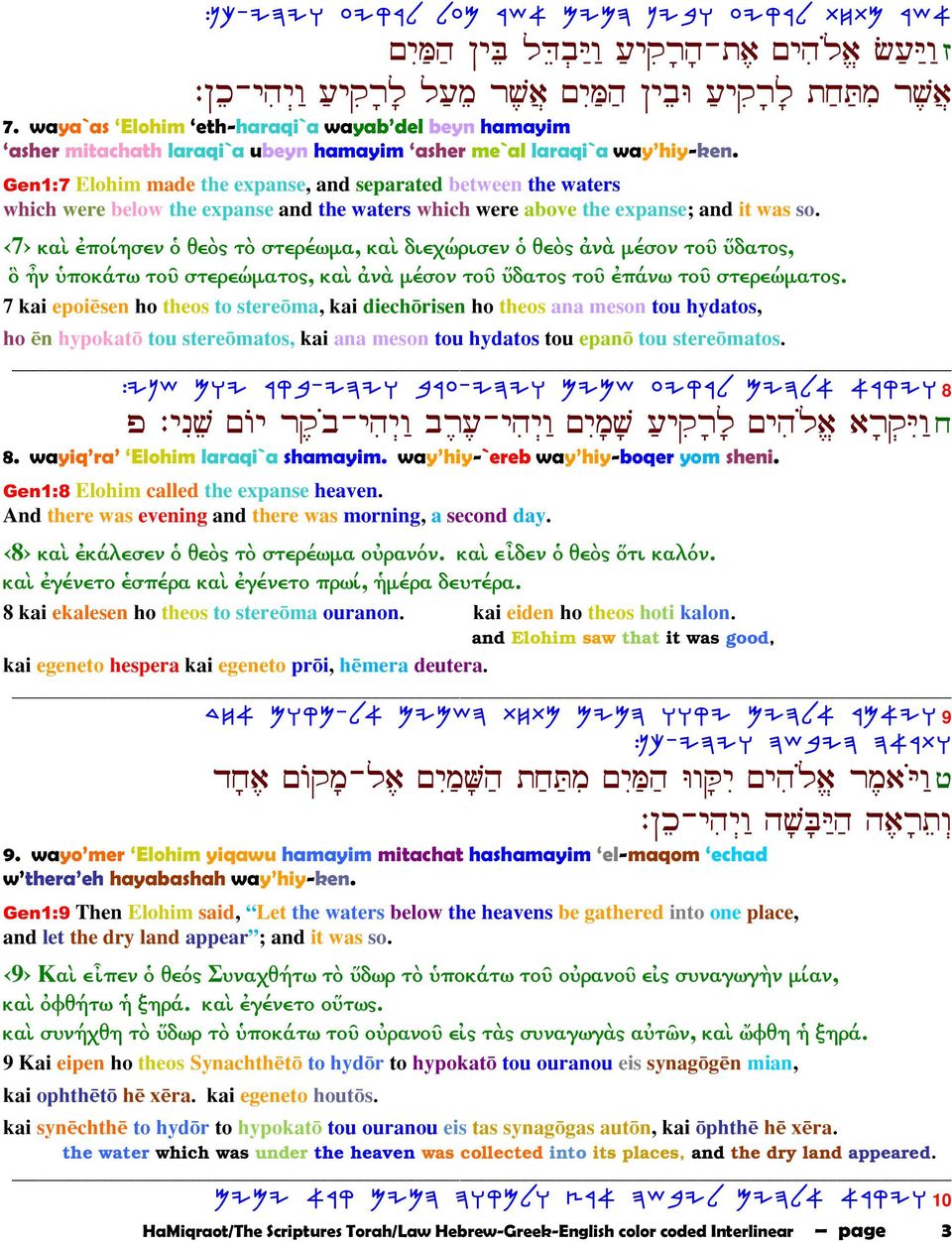 Gen1:7 Elohim made the expanse, and separated between the waters which were below the expanse and the waters which were above the expanse; and it was so.