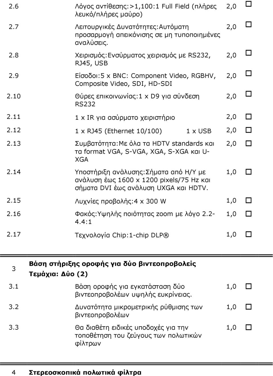 13 Συµβατότητα:Με όλα τα HDTV standards και τα frmat VGA, S-VGA, XGA, S-XGA και U- XGA 2.