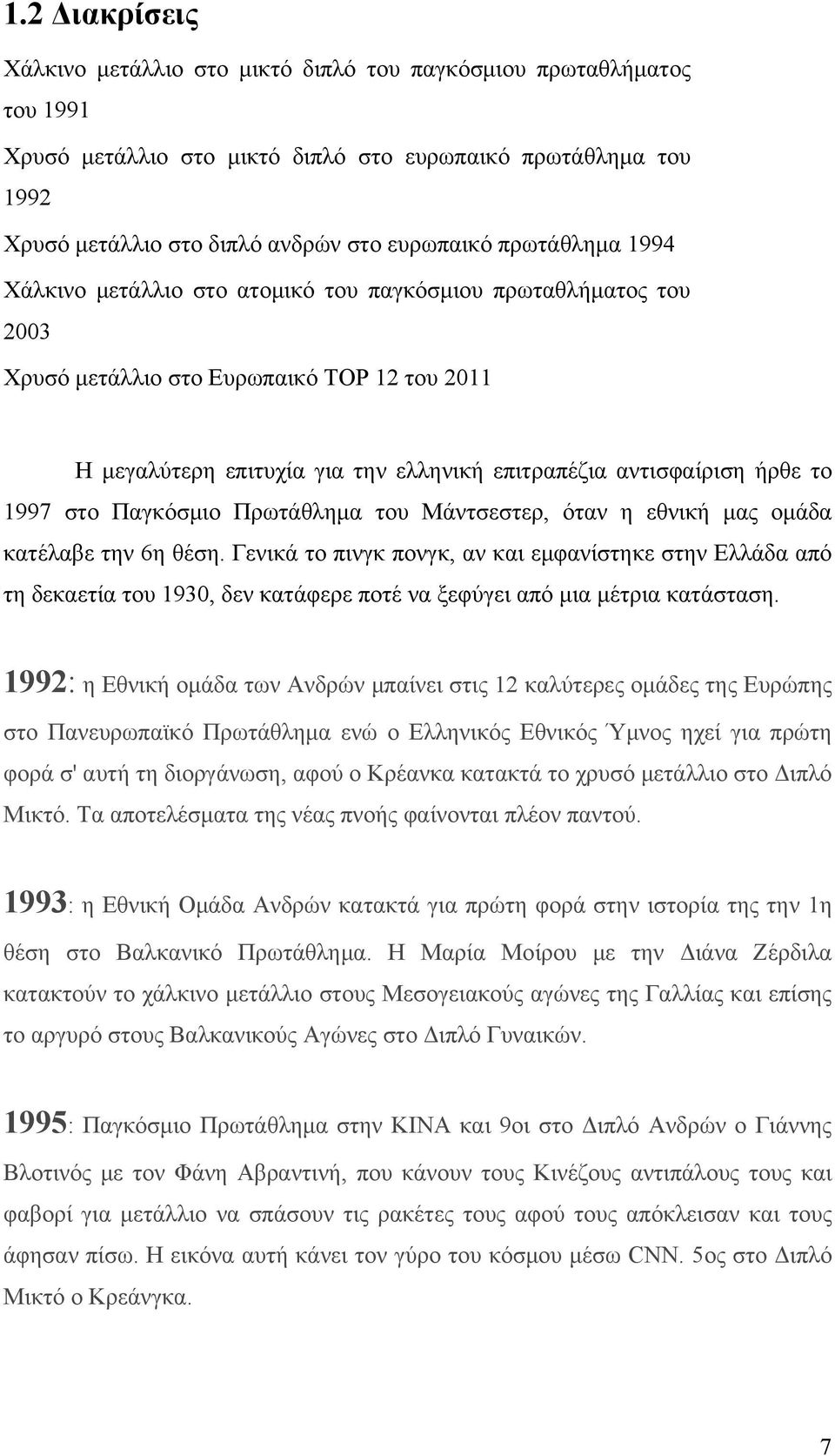 1997 στο Παγκόσμιο Πρωτάθλημα του Μάντσεστερ, όταν η εθνική μας ομάδα κατέλαβε την 6η θέση.