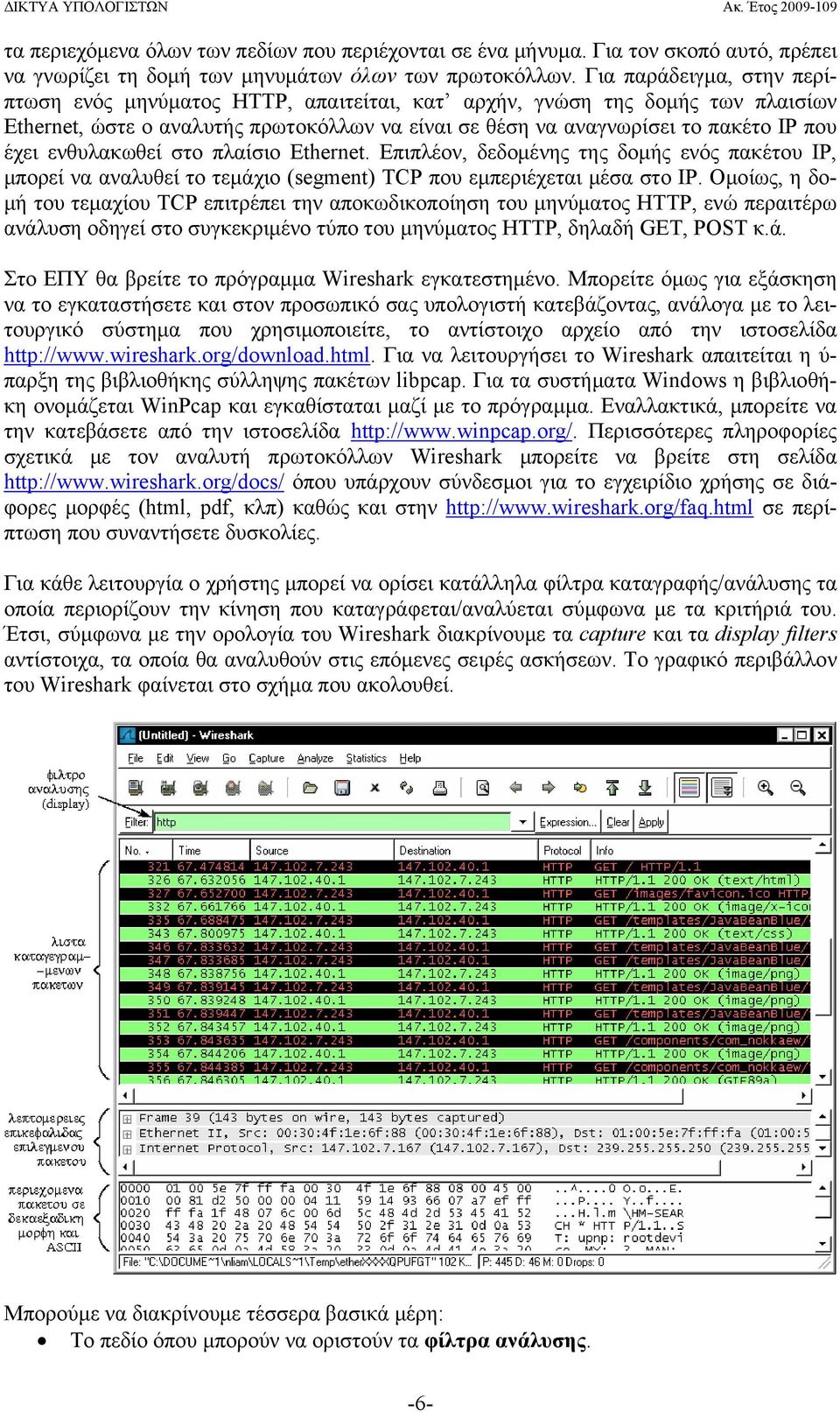 ενθυλακωθεί στο πλαίσιο Ethernet. Επιπλέον, δεδομένης της δομής ενός πακέτου IP, μπορεί να αναλυθεί το τεμάχιο (segment) TCP που εμπεριέχεται μέσα στο IP.