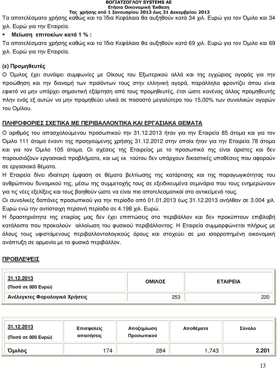 (ε) Προµηθευτές Ο Όµιλος έχει συνάψει συµφωνίες µε Οίκους του Εξωτερικού αλλά και της εγχώριας αγοράς για την προώθηση και την διανοµή των προϊόντων τους στην ελληνική αγορά, παράλληλα φροντίζει όπου