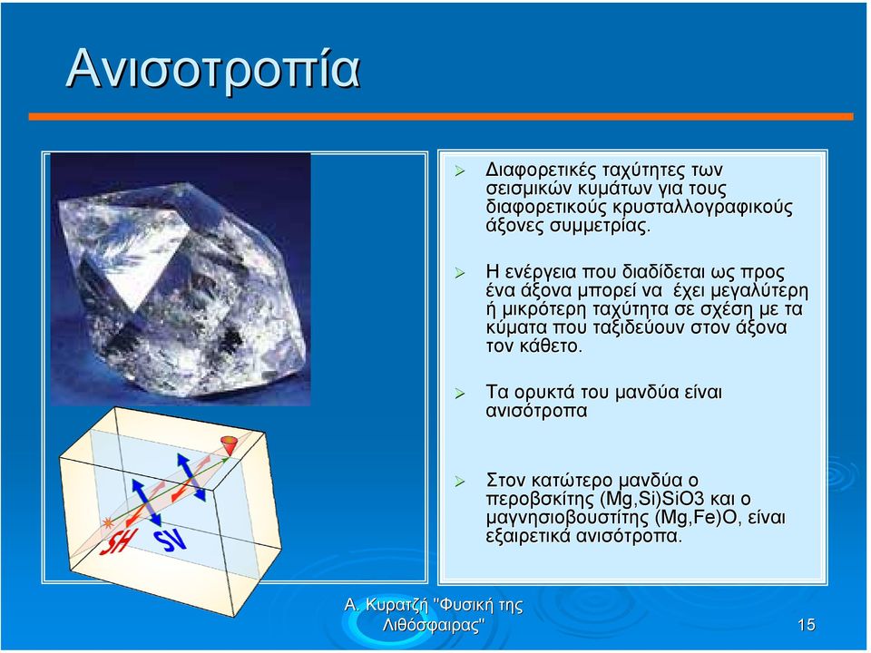 Η ενέργεια που διαδίδεται ως προς ένα άξονα µπορεί να έχει µεγαλύτερη ή µικρότερη ταχύτητα σε σχέση µε τα κύµατα