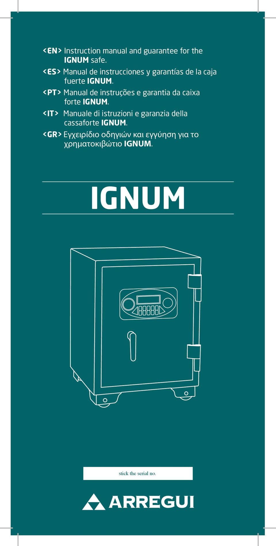 <PT> Manual de instruções e garantia da caixa forte IGNUM.