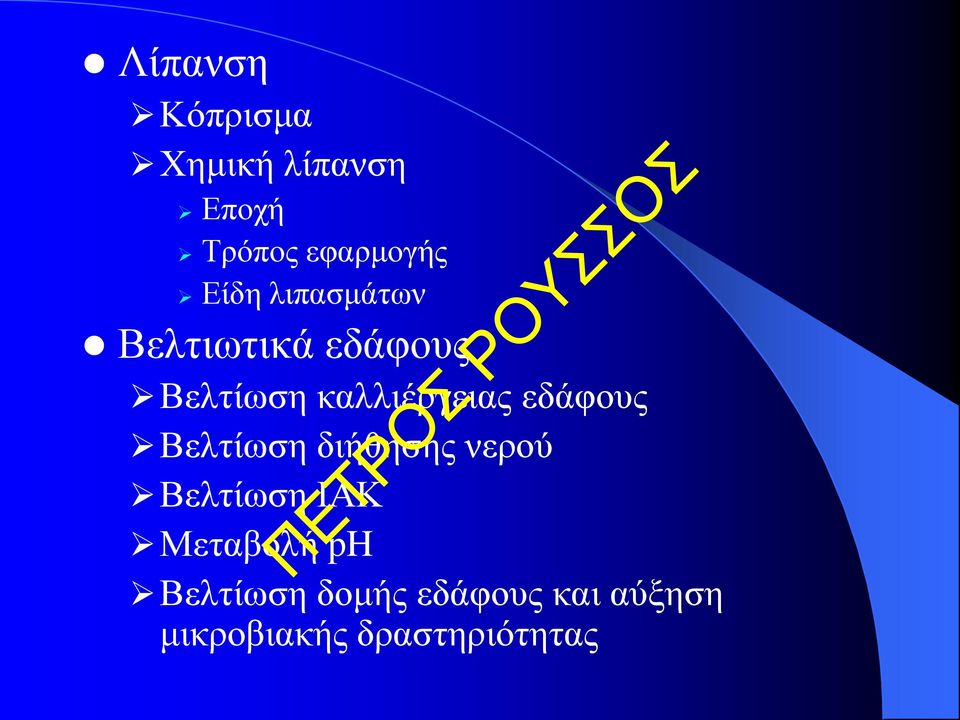 εδάφους Βελτίωση διήθησης νερού Βελτίωση ΙΑΚ Μεταβολή ph