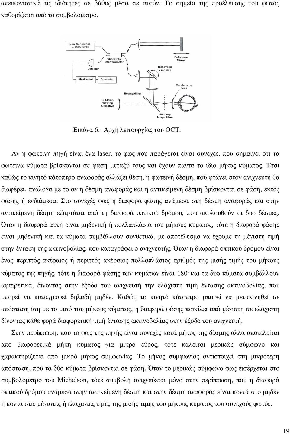 Έτσι καθώς το κινητό κάτοπτρο αναφοράς αλλάζει θέση, η φωτεινή δέσµη, που φτάνει στον ανιχνευτή θα διαφέρει, ανάλογα µε το αν η δέσµη αναφοράς και η αντικείµενη δέσµη βρίσκονται σε φάση, εκτός φάσης