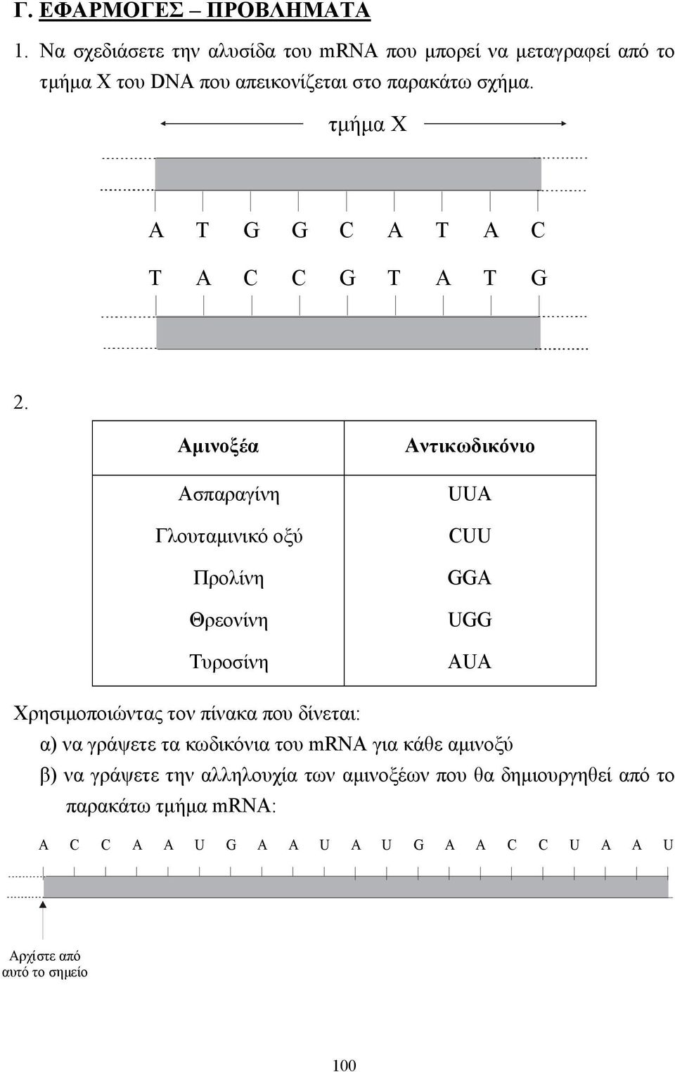 τµήµα X A T G G C A T A C T A C C G T A T G 2.