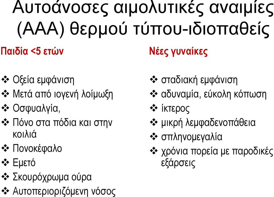 Εμετό Σκουρόχρωμα ούρα Αυτοπεριοριζόμενη νόσος Νέες γυναίκες σταδιακή εμφάνιση