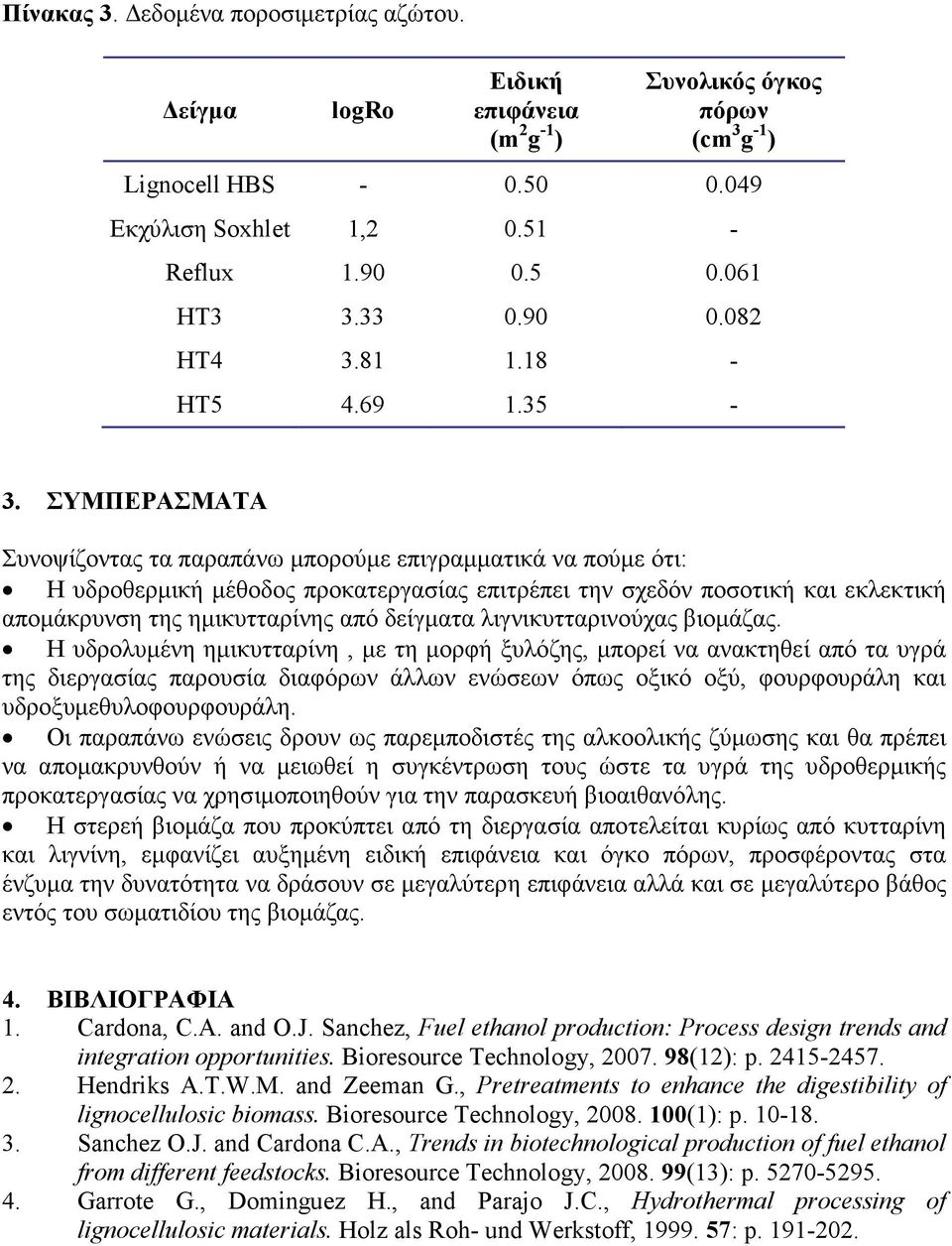 ΣΥΜΠΕΡΑΣΜΑΤΑ Συνοψίζοντας τα παραπάνω µπορούµε επιγραµµατικά να πούµε ότι: Η υδροθερµική µέθοδος προκατεργασίας επιτρέπει την σχεδόν ποσοτική και εκλεκτική αποµάκρυνση της ηµικυτταρίνης από δείγµατα