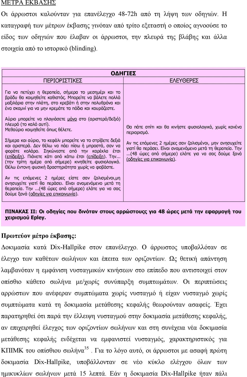 ΠΕΡΙΟΡΙΣΤΙΚΕΣ ΟΔΗΓΙΕΣ ΕΛΕΥΘΕΡΕΣ Για να πετύχει η θεραπεία, σήμερα το μεσημέρι και το βράδυ θα κοιμηθείτε καθιστός.