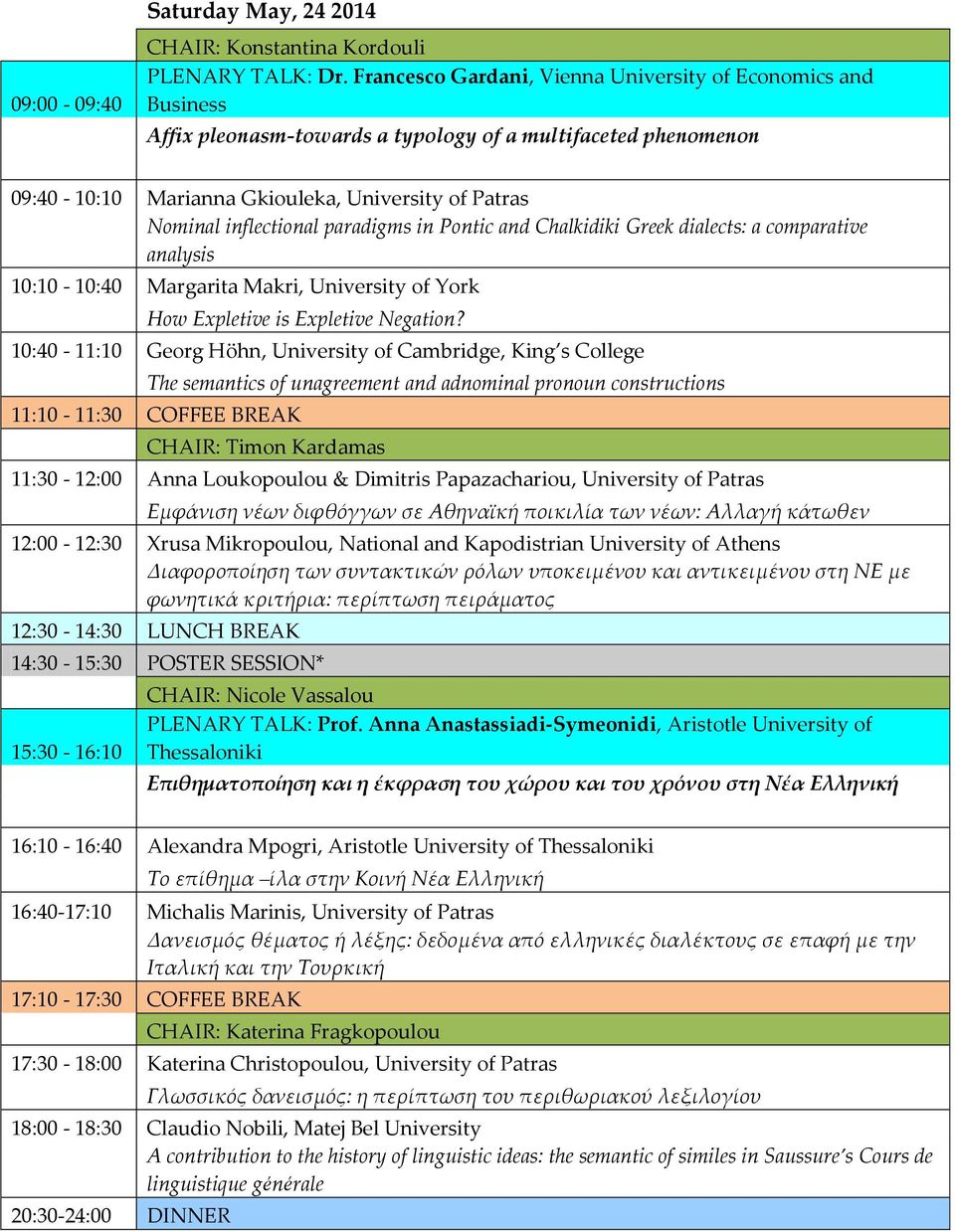 paradigms in Pontic and Chalkidiki Greek dialects: a comparative analysis 10:10-10:40 Margarita Makri, University of York How Expletive is Expletive Negation?