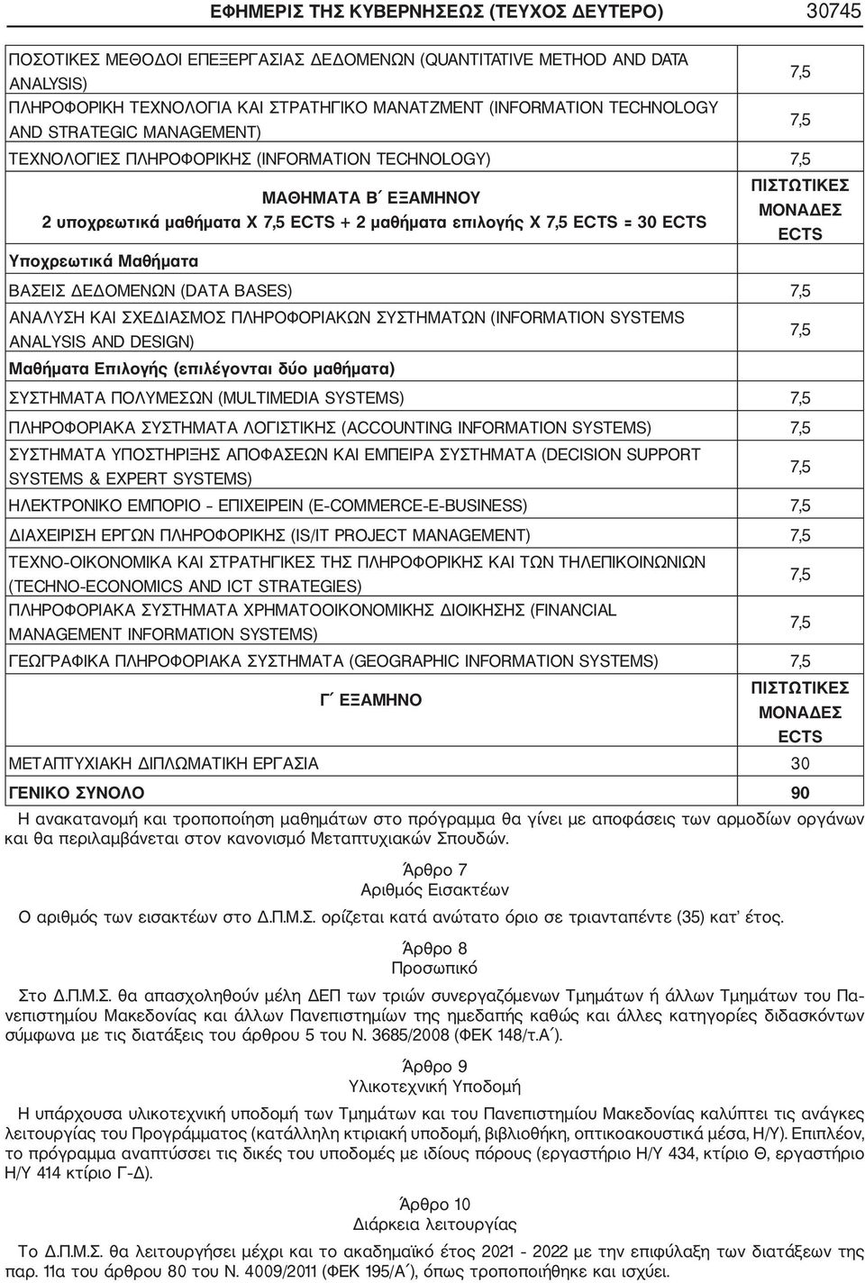 Υποχρεωτικά Μαθήματα ΒΑΣΕΙΣ ΔΕΔΟΜΕΝΩΝ (DATA BASES) ΑΝΑΛΥΣΗ ΚΑΙ ΣΧΕΔΙΑΣΜΟΣ ΠΛΗΡΟΦΟΡΙΑΚΩΝ ΣΥΣΤΗΜΑΤΩΝ (INFORMATION SYSTEMS ANALYSIS AND DESIGN) Μαθήματα Επιλογής (επιλέγονται δύο μαθήματα) ΣΥΣΤΗΜΑΤΑ