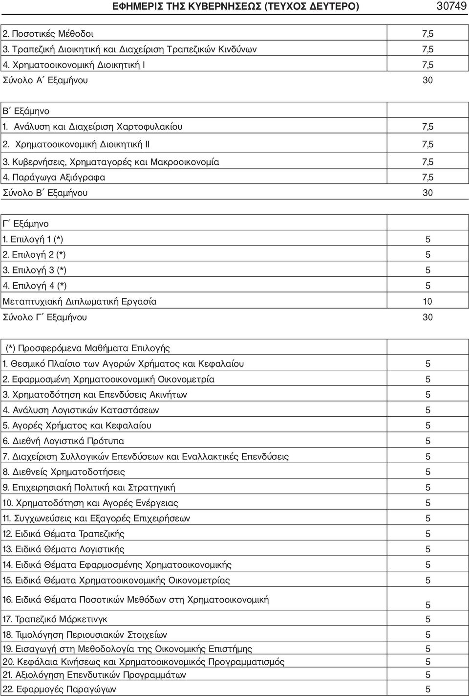 Επιλογή 2 (*) 5 3. Επιλογή 3 (*) 5 4. Επιλογή 4 (*) 5 Μεταπτυχιακή Διπλωματική Εργασία 10 Σύνολο Γ Εξαμήνου 30 (*) Προσφερόμενα Μαθήματα Επιλογής 1.