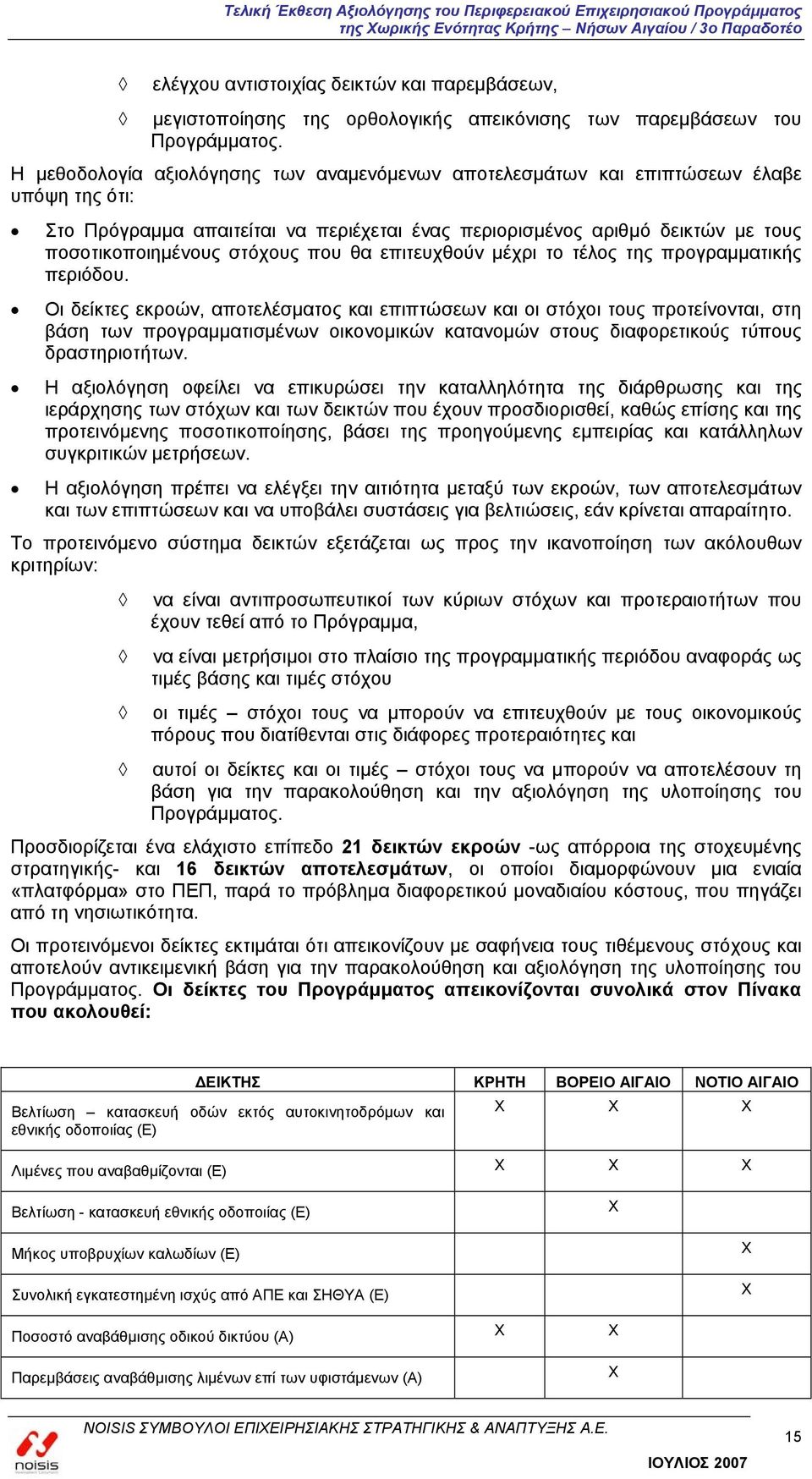 στόχους που θα επιτευχθούν μέχρι το τέλος της προγραμματικής περιόδου.