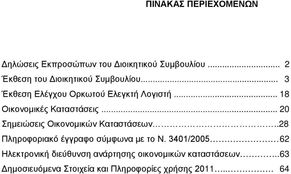 .. 18 Οικονομικές Καταστάσεις... 20 Σημειώσεις Οικονομικών Καταστάσεων.