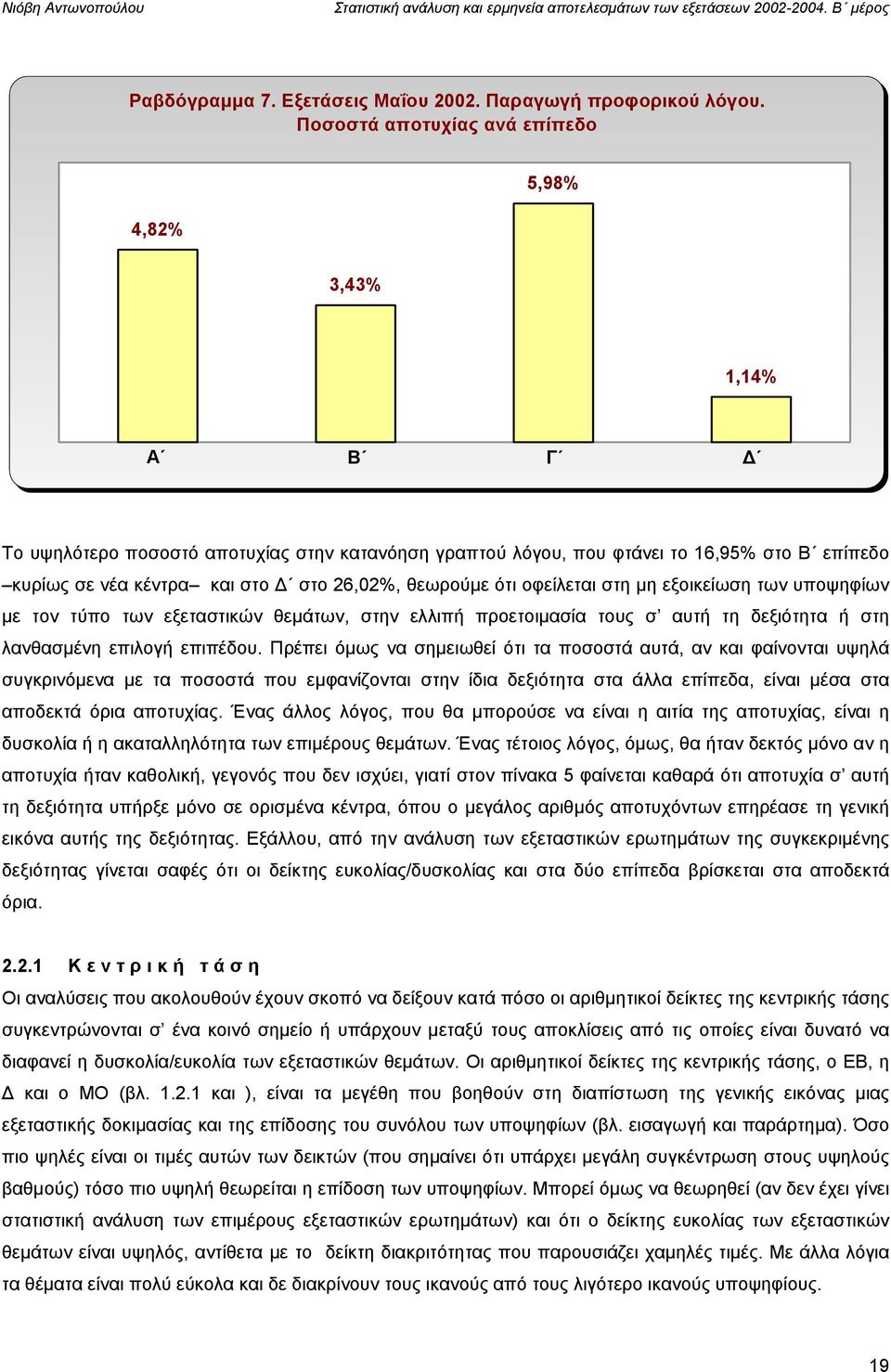 θεωρούμε ότι οφείλεται στη μη εξοικείωση των υποψηφίων με τον τύπο των εξεταστικών θεμάτων, στην ελλιπή προετοιμασία τους σ αυτή τη δεξιότητα ή στη λανθασμένη επιλογή επιπέδου.