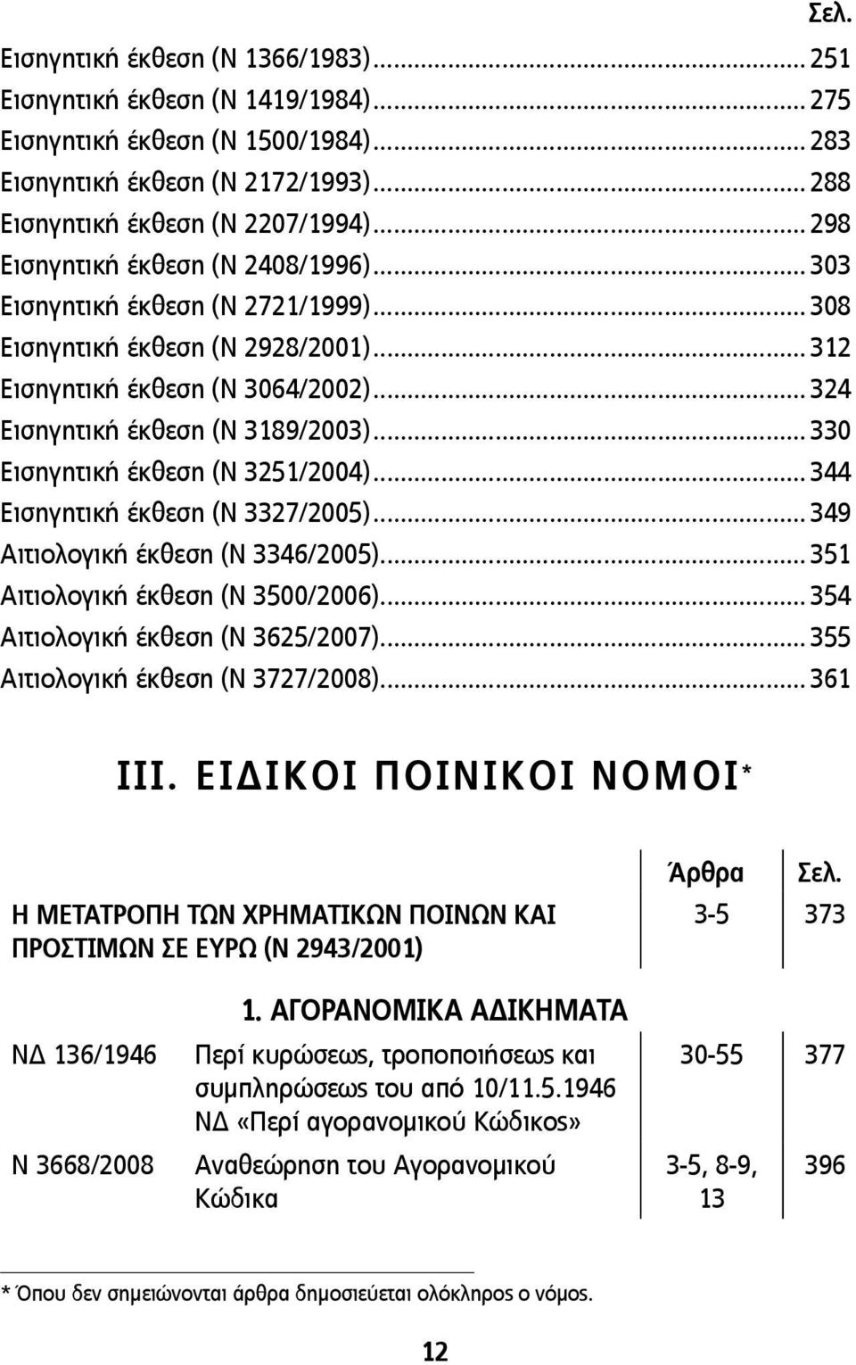 .. 330 Εισηγητική έκθεση (Ν 3251/2004)... 344 Εισηγητική έκθεση (Ν 3327/2005)... 349 Αιτιολογική έκθεση (Ν 3346/2005)... 351 Αιτιολογική έκθεση (Ν 3500/2006)... 354 Αιτιολογική έκθεση (Ν 3625/2007).