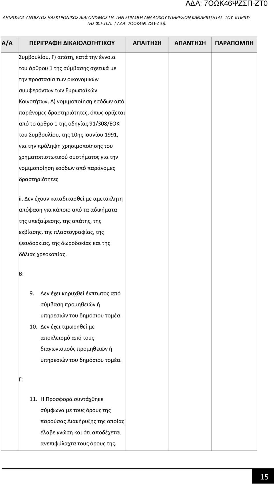 χρηματοπιστωτικού συστήματος για την νομιμοποίηση εσόδων από παράνομες δραστηριότητες ii.