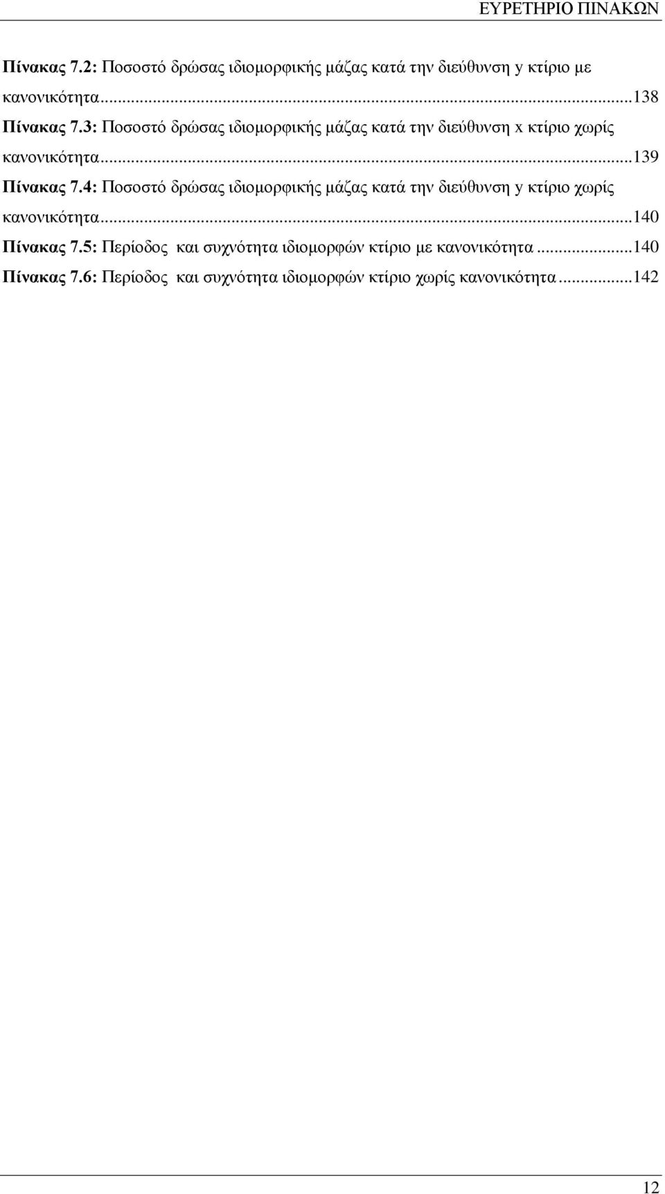 4: Ποσοστό δρώσας ιδιομορφικής μάζας κατά την διεύθυνση y κτίριο χωρίς κανονικότητα...140 Πίνακας 7.