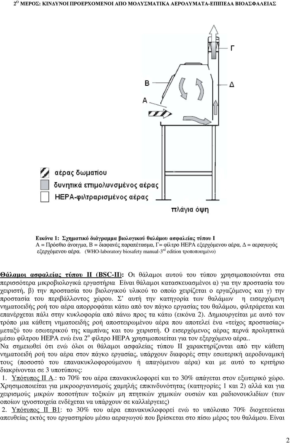 κατασκευασµένοι α) για την προστασία του χειριστή, β) την προστασία του βιολογικού υλικού το οποίο χειρίζεται ο εργαζόµενος και γ) την προστασία του περιβάλλοντος χώρου.