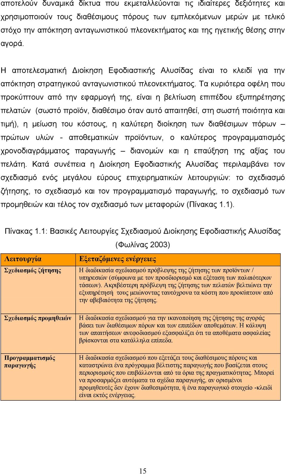 Τα κυριότερα οφέλη που προκύπτουν από την εφαρμογή της, είναι η βελτίωση επιπέδου εξυπηρέτησης πελατών (σωστό προϊόν, διαθέσιμο όταν αυτό απαιτηθεί, στη σωστή ποιότητα και τιμή), η μείωση του