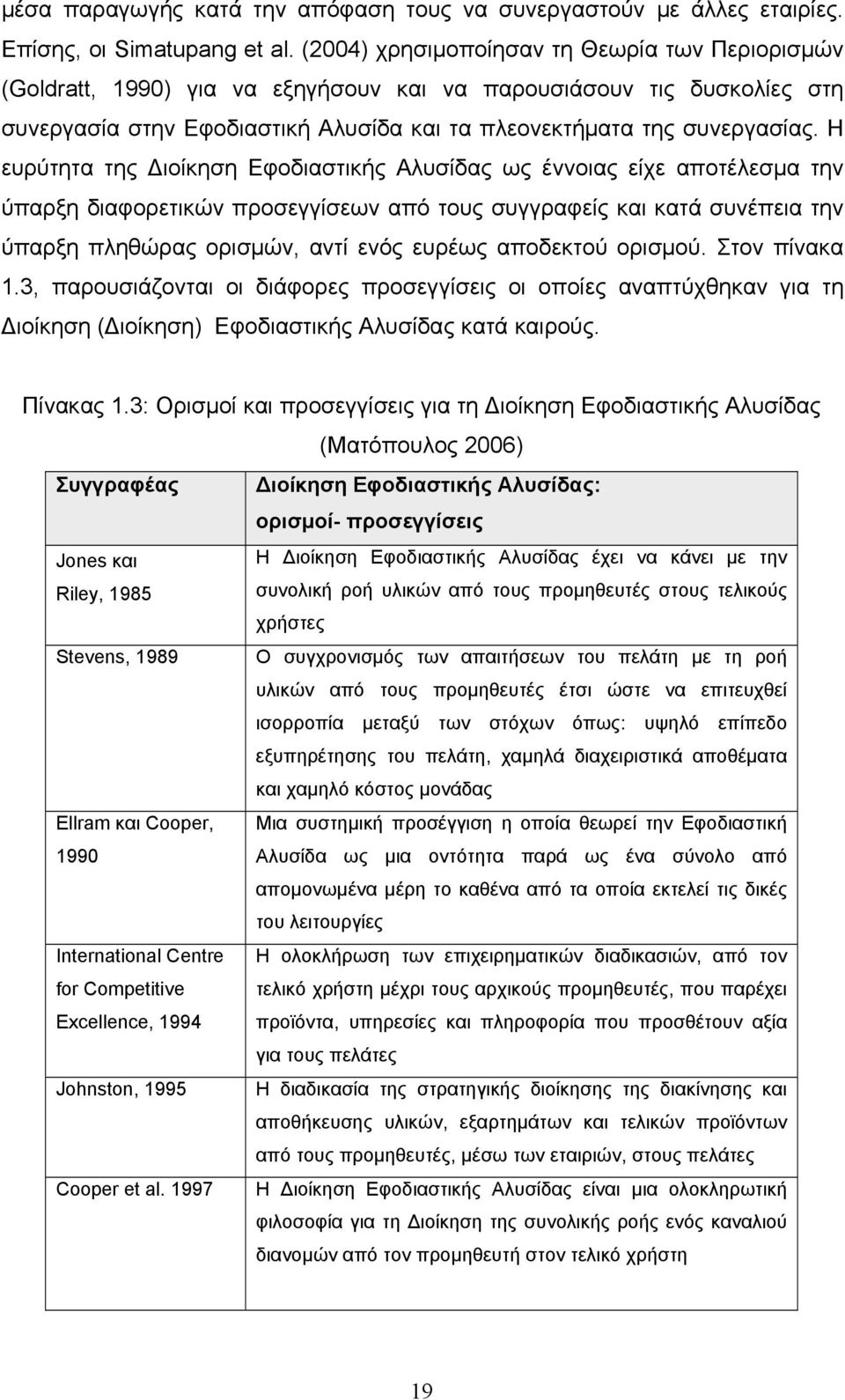 Η ευρύτητα της Διοίκηση Εφοδιαστικής Αλυσίδας ως έννοιας είχε αποτέλεσμα την ύπαρξη διαφορετικών προσεγγίσεων από τους συγγραφείς και κατά συνέπεια την ύπαρξη πληθώρας ορισμών, αντί ενός ευρέως