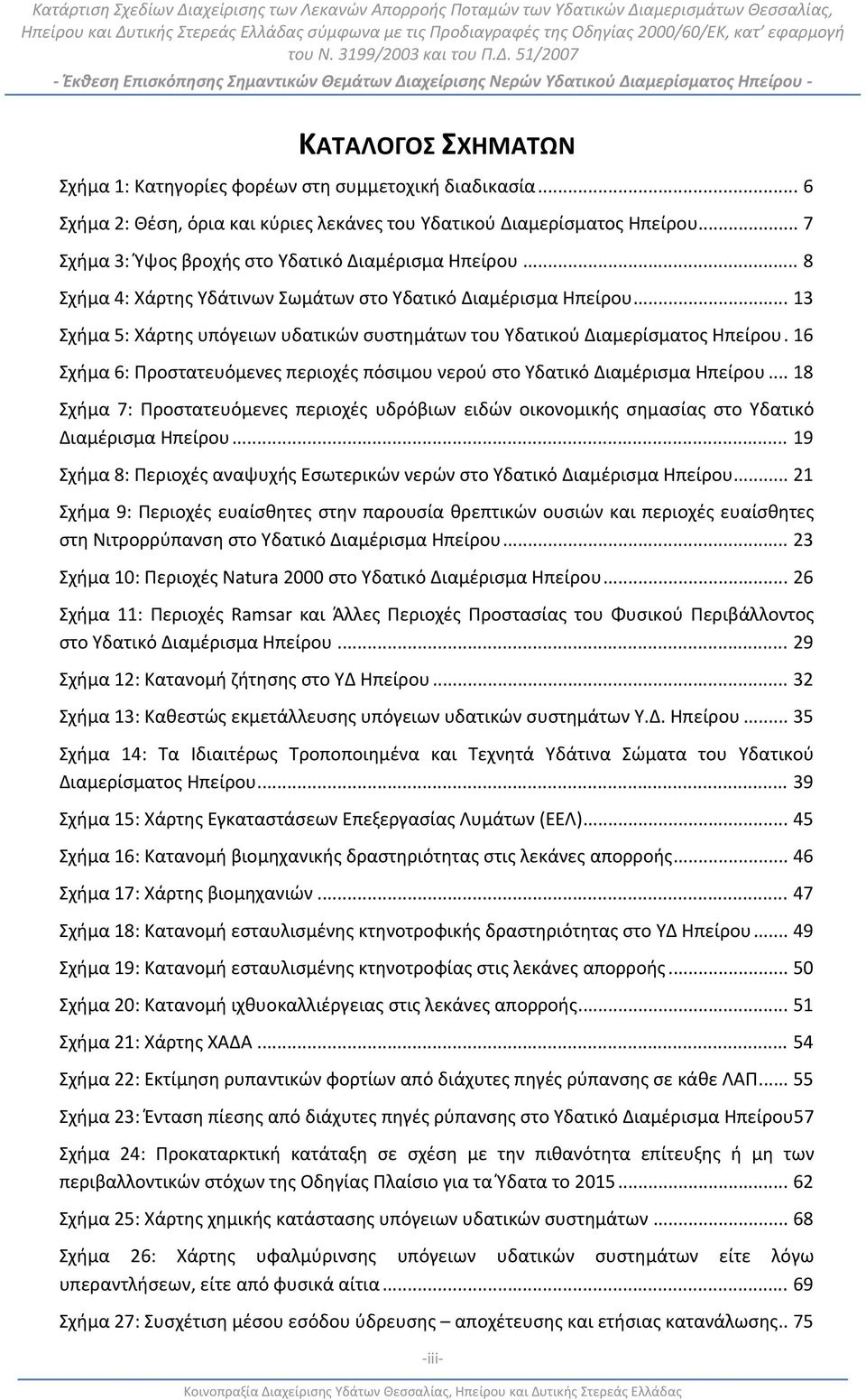 .. 13 Σχήμα 5: Χάρτης υπόγειων υδατικών συστημάτων του Υδατικού Διαμερίσματος Ηπείρου. 16 Σχήμα 6: Προστατευόμενες περιοχές πόσιμου νερού στο Υδατικό Διαμέρισμα Ηπείρου.