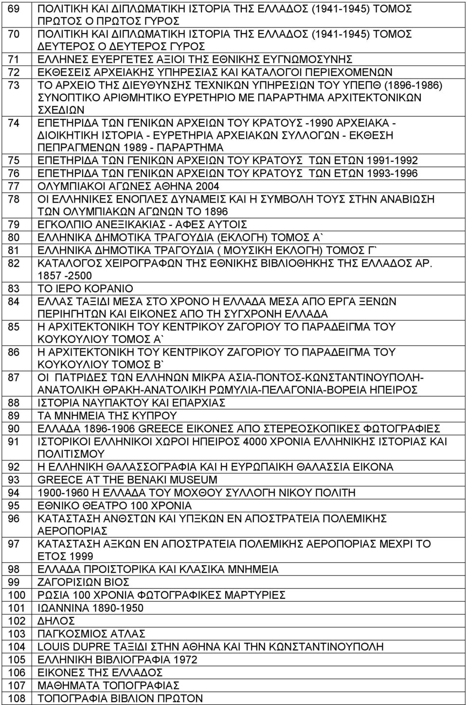 ΜΕ ΠΑΡΑΡΤΗΜΑ ΑΡΧΙΤΕΚΤΟΝΙΚΩΝ ΣΧΕΔΙΩΝ 74 ΕΠΕΤΗΡΙΔΑ ΤΩΝ ΓΕΝΙΚΩΝ ΑΡΧΕΙΩΝ ΤΟΥ ΚΡΑΤΟΥΣ -1990 ΑΡΧΕΙΑΚΑ - ΔΙΟΙΚΗΤΙΚΗ ΙΣΤΟΡΙΑ - ΕΥΡΕΤΗΡΙΑ ΑΡΧΕΙΑΚΩΝ ΣΥΛΛΟΓΩΝ - ΕΚΘΕΣΗ ΠΕΠΡΑΓΜΕΝΩΝ 1989 - ΠΑΡΑΡΤΗΜΑ 75 ΕΠΕΤΗΡΙΔΑ