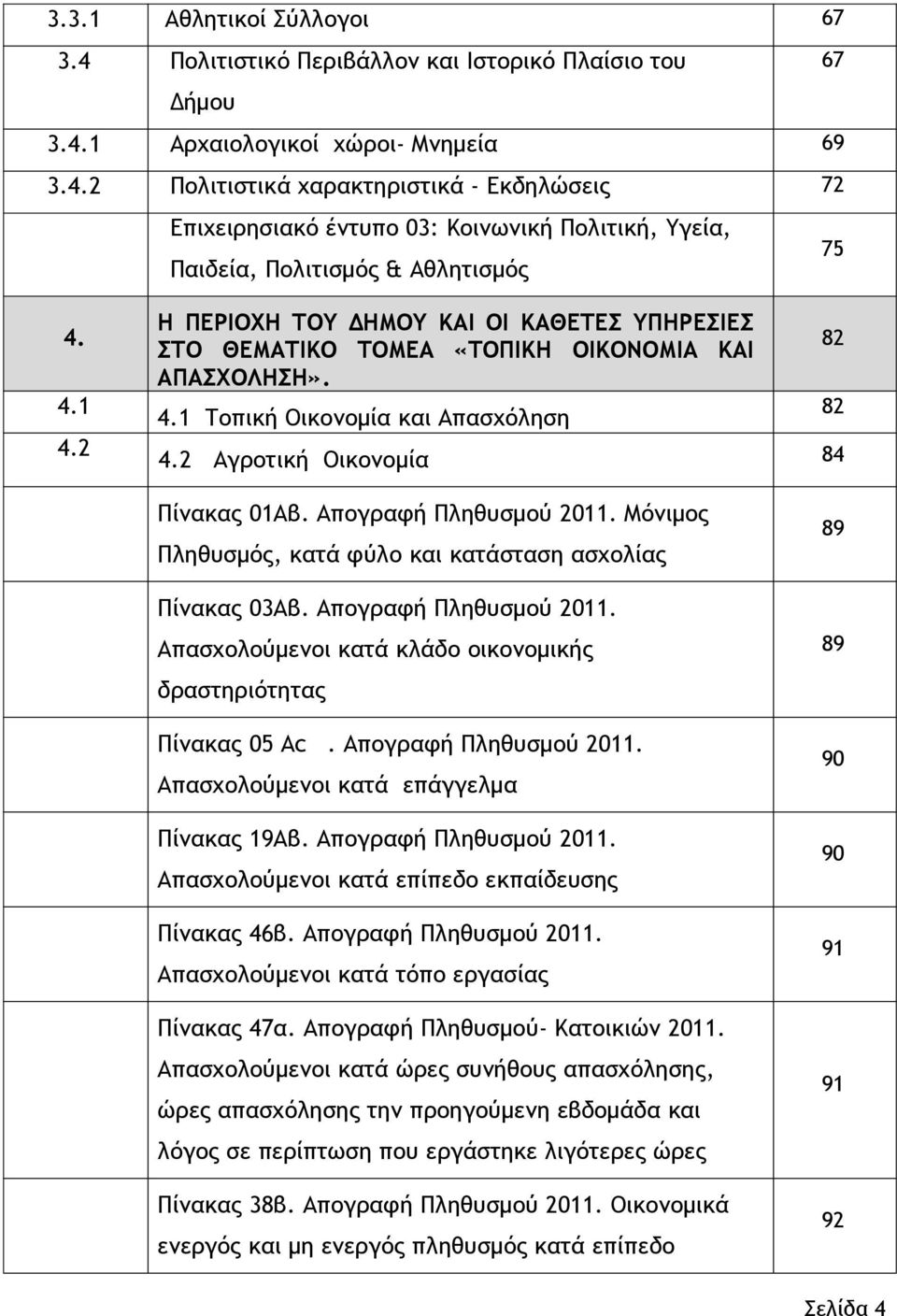 Απογραφή Πληθυσμού 2011. Μόνιμος Πληθυσμός, κατά φύλο και κατάσταση ασχολίας Πίνακας 03Αβ. Απογραφή Πληθυσμού 2011. Απασχολούμενοι κατά κλάδο οικονομικής δραστηριότητας Πίνακας 05 Αc.