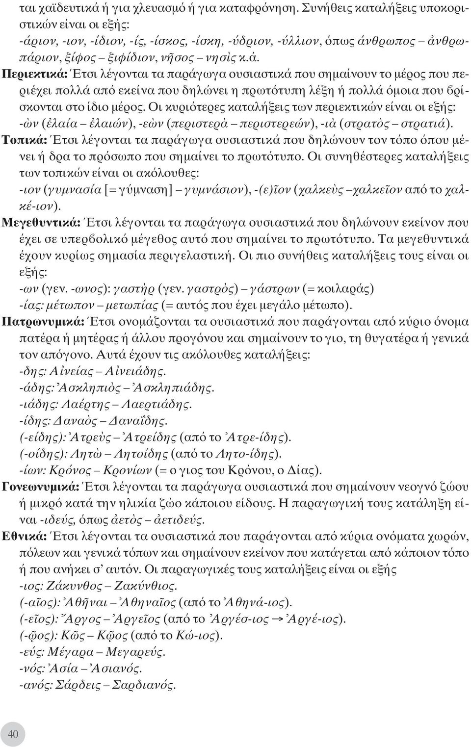 ιον, -ιον, -ίδιον, -ίς, -ίσκος, -ίσκη, - δριον, - λλιον, πως άν