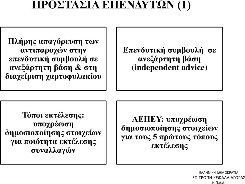 (independent advice) Τόποι εκτέλεσης: υποχρέωση δημοσιοποίησης στοιχείων για ποιότητα