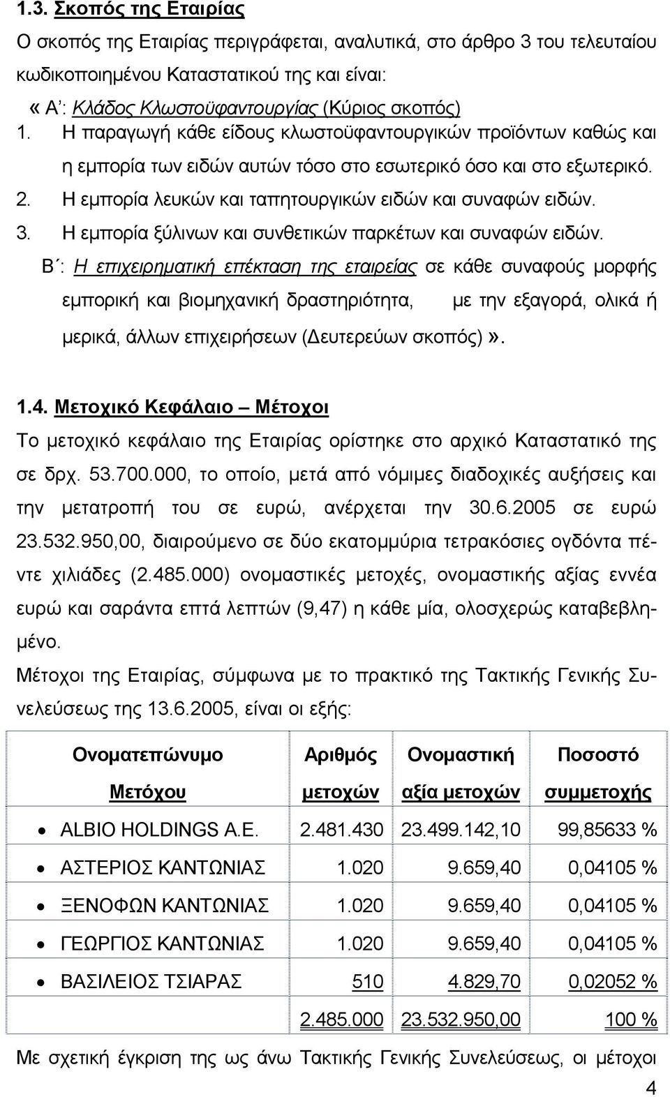 Η εµπορία ξύλινων και συνθετικών παρκέτων και συναφών ειδών.