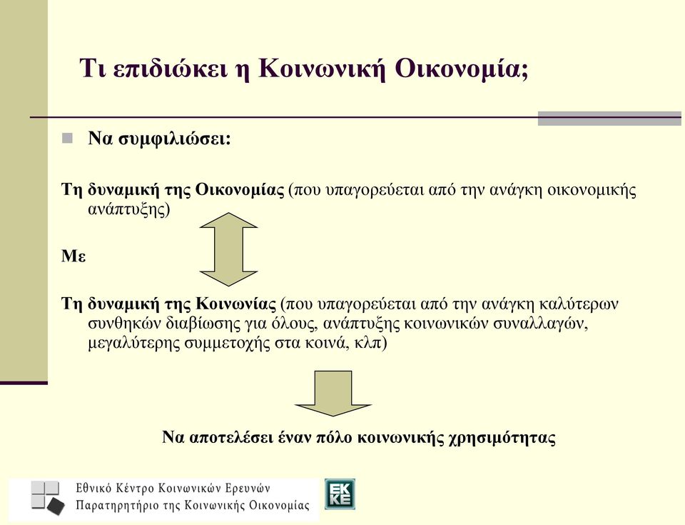 υπαγορεύεται από την ανάγκη καλύτερων συνθηκών διαβίωσης για όλους, ανάπτυξης κοινωνικών