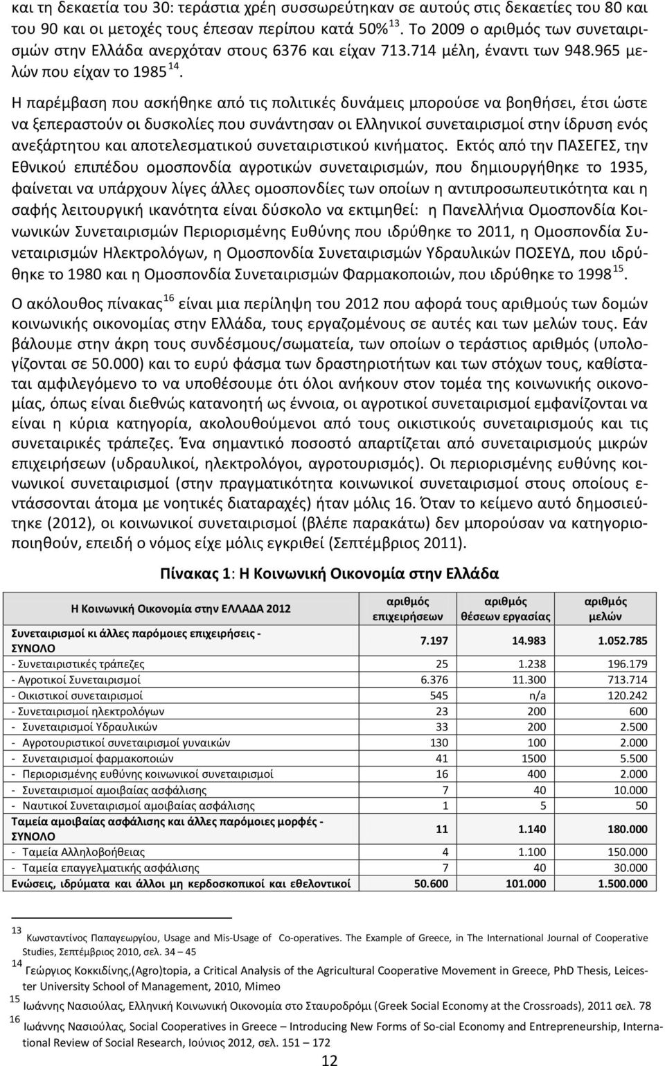 Η παρέμβαση που ασκήθηκε από τις πολιτικές δυνάμεις μπορούσε να βοηθήσει, έτσι ώστε να ξεπεραστούν οι δυσκολίες που συνάντησαν οι Ελληνικοί συνεταιρισμοί στην ίδρυση ενός ανεξάρτητου και