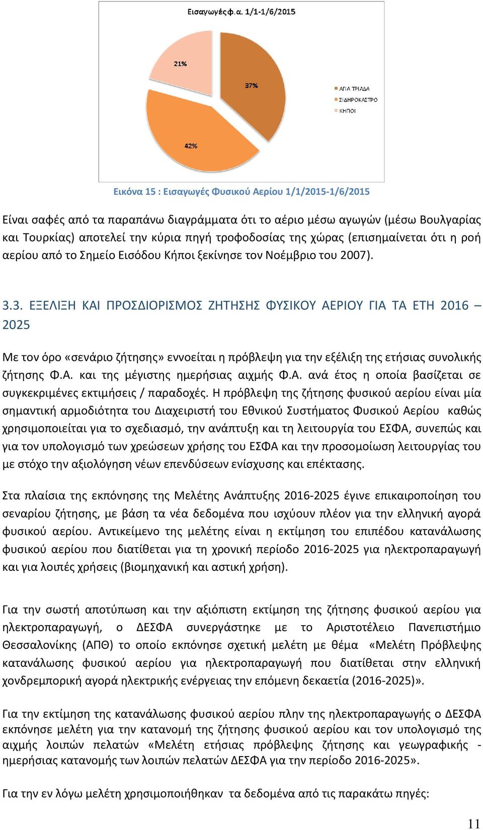 3. ΕΞΕΛΙΞΗ ΚΑΙ ΠΡΟΣΔΙΟΡΙΣΜΟΣ ΖΗΤΗΣΗΣ ΦΥΣΙΚΟΥ ΑΕΡΙΟΥ ΓΙΑ ΤΑ ΕΤΗ 2016 2025 Με τον όρο «σενάριο ζήτησης» εννοείται η πρόβλεψη για την εξέλιξη της ετήσιας συνολικής ζήτησης Φ.Α. και της μέγιστης ημερήσιας αιχμής Φ.