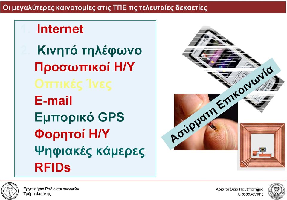 Κινητό τηλέφωνο Προσωπικοί Η/Υ Οπτικές Ίνες