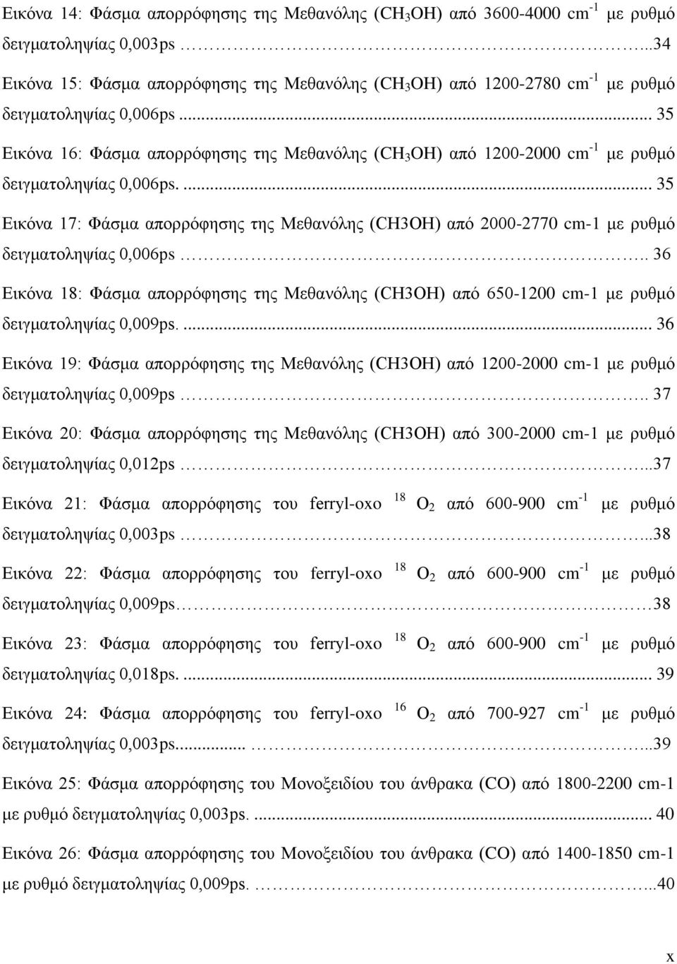 .. 35 Εικόνα 16: Φάσμα απορρόφησης της Μεθανόλης (CH 3 OH) από 1200-2000 cm -1 με ρυθμό δειγματοληψίας 0,006ps.