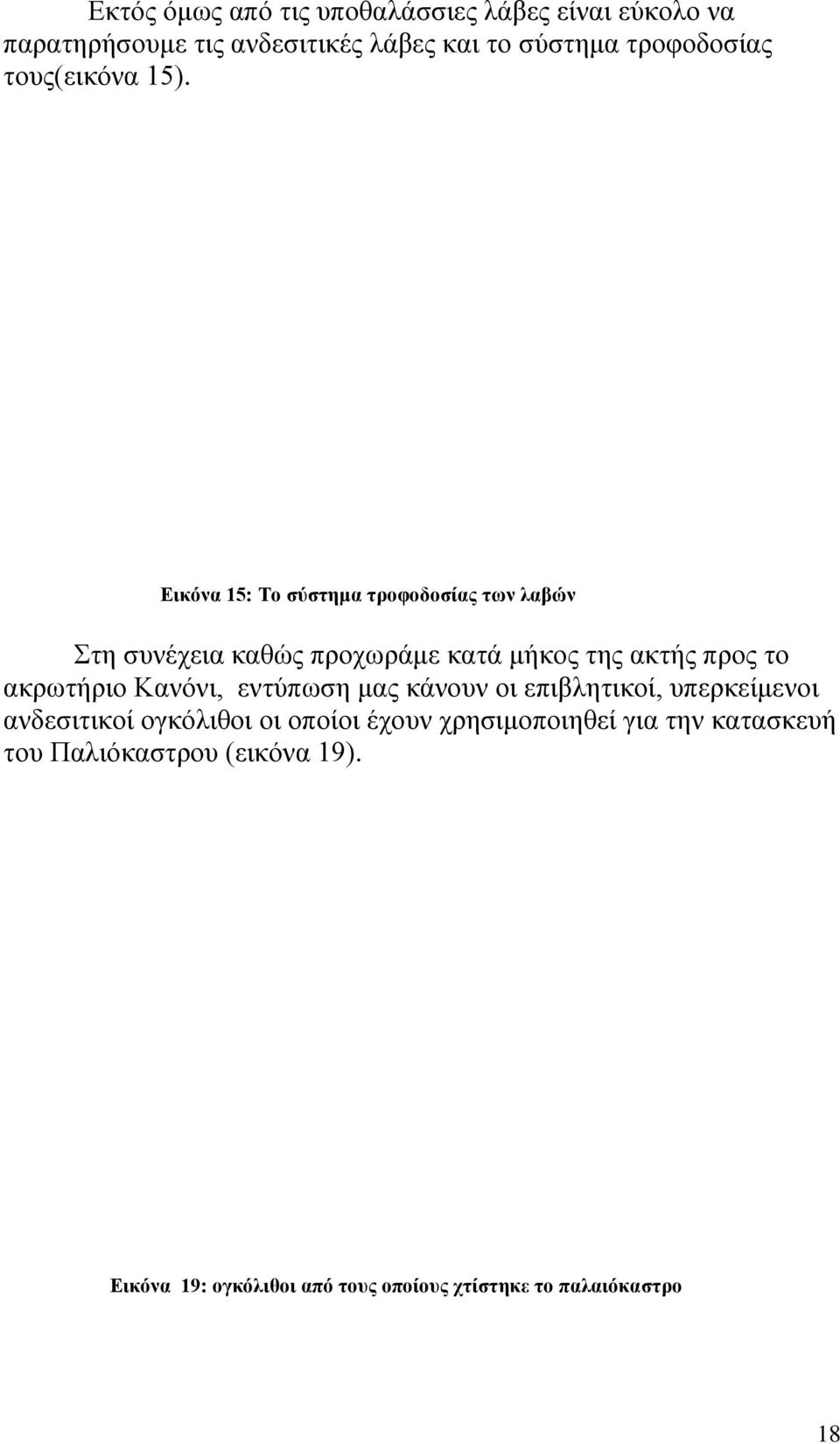 Εικόνα 15: Το σύστημα τροφοδοσίας των λαβών Στη συνέχεια καθώς προχωράμε κατά μήκος της ακτής προς το ακρωτήριο