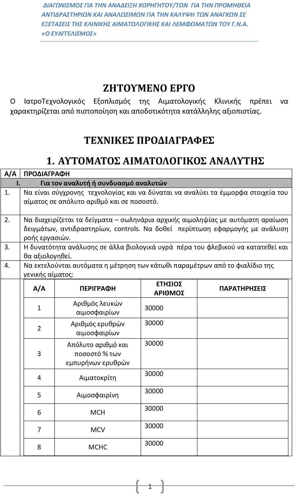 Να είναι σύγχρονης τεχνολογίας και να δύναται να αναλύει τα έμμορφα στοιχεία του αίματος σε απόλυτο αριθμό και σε ποσοστό. 2.