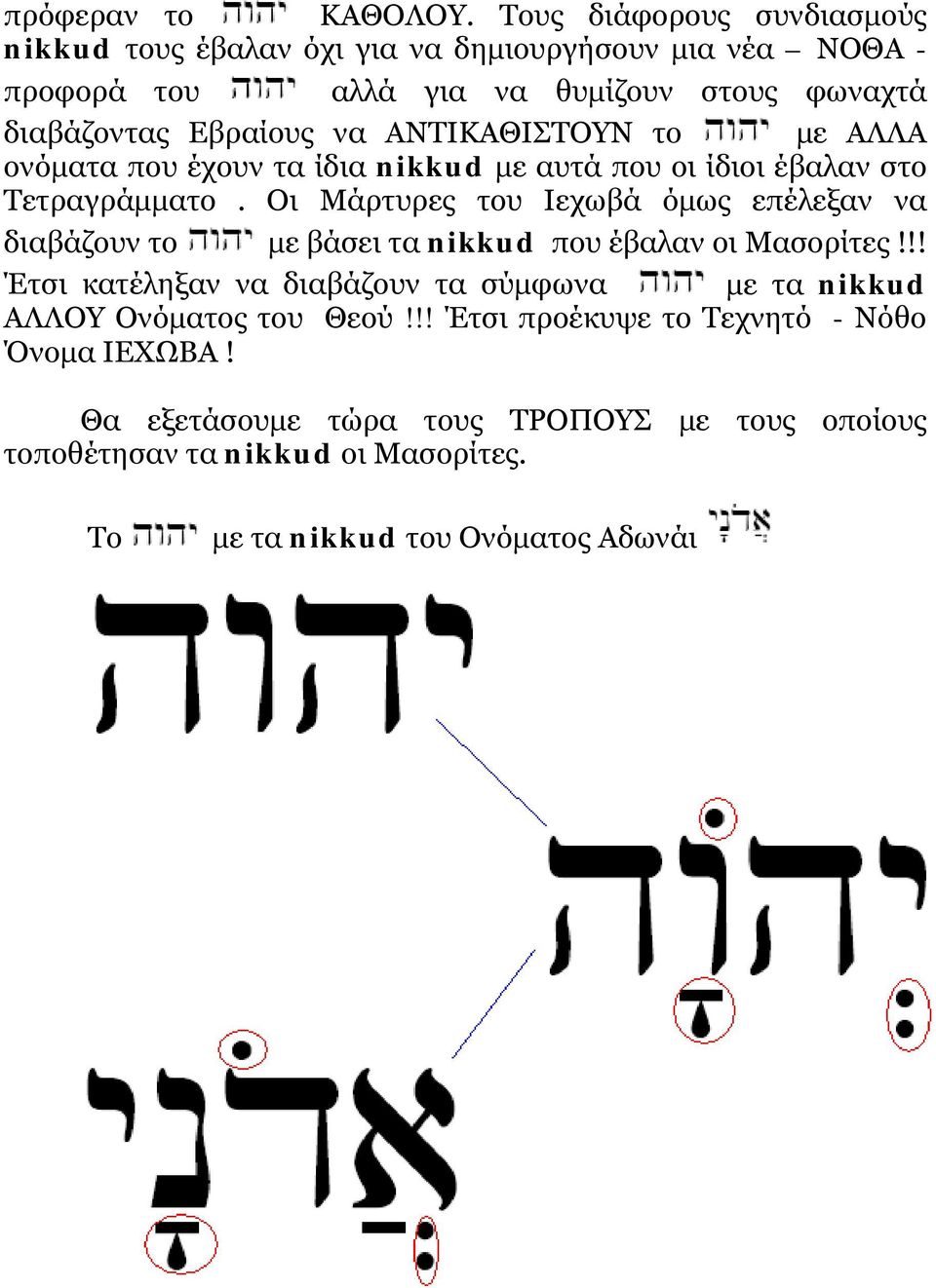 ΑΝΤΙΚΑΘΙΣΤΟΥΝ το με ΑΛΛΑ ονόματα που έχουν τα ίδια nikkud με αυτά που οι ίδιοι έβαλαν στο Τετραγράμματο.