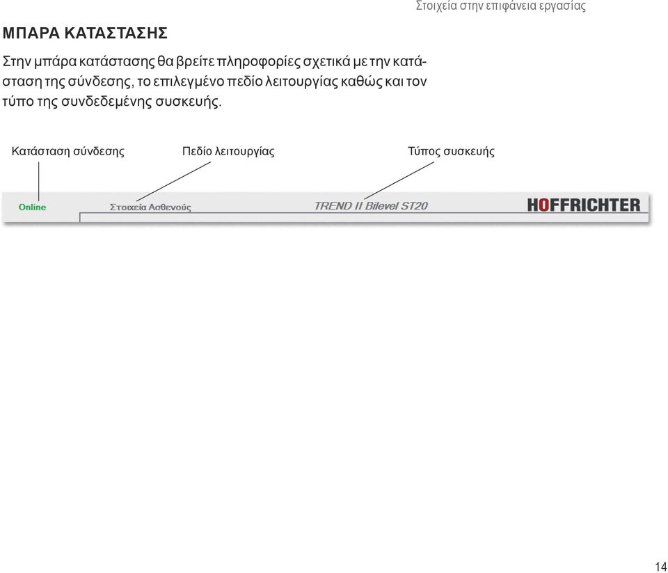 σύνδεσης, το επιλεγμένο πεδίο λειτουργίας καθώς και τον τύπο της